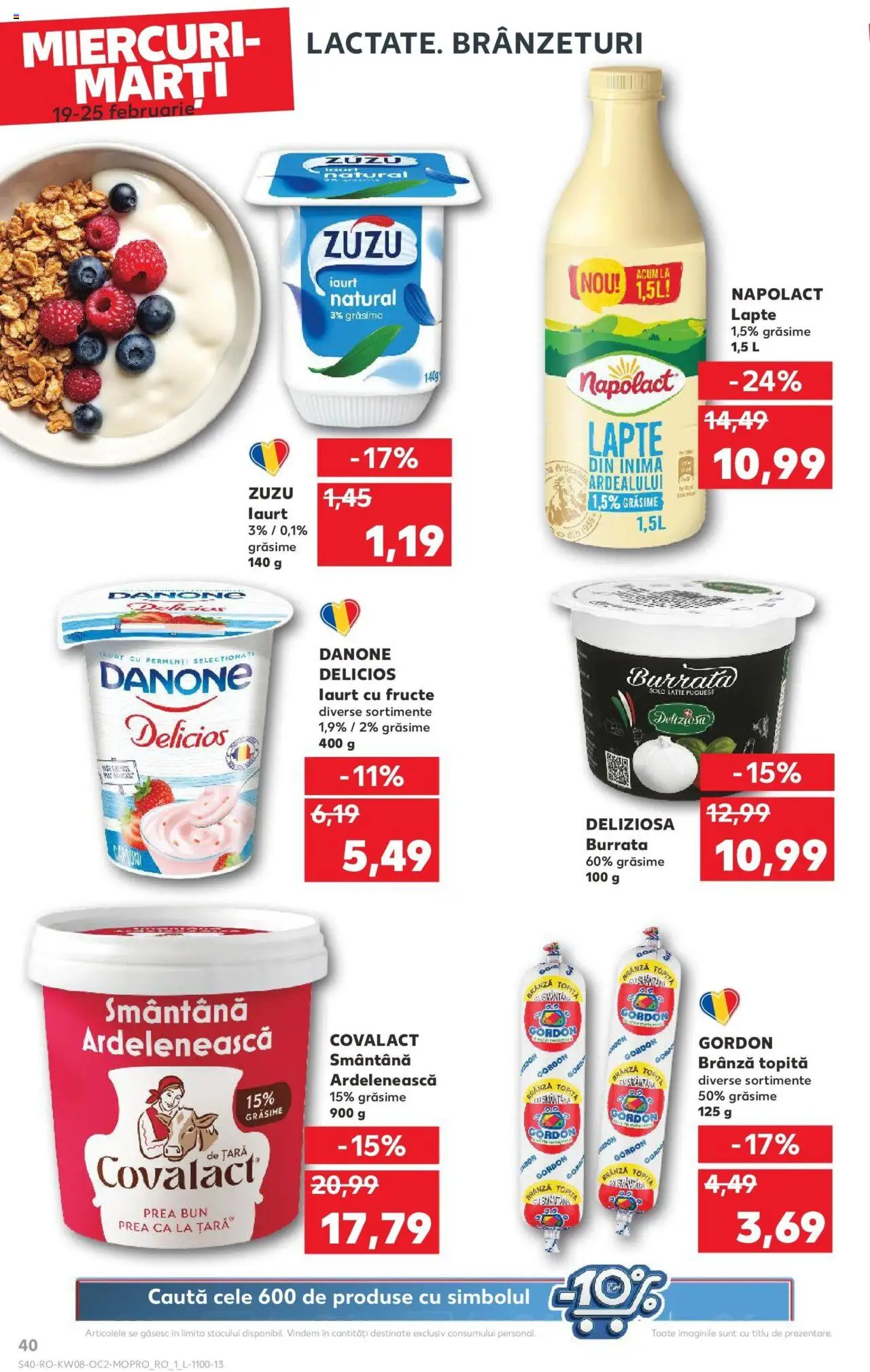 Catalog Kaufland 19 - 25 Februarie 2025 | Pagina 40 | Produse: Lapte, Brânză, Smântână, Fructe