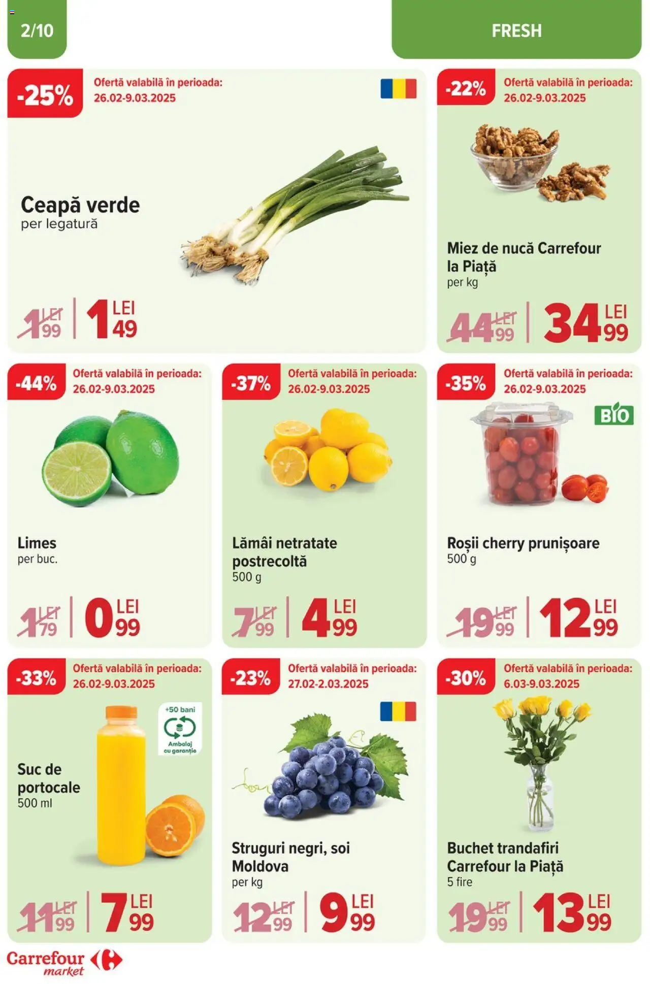 Catalog Carrefour 26 Februarie - 9 Martie 2025 | Pagina 2 | Produse: Suc, Portocale, Roșii, Ceapă