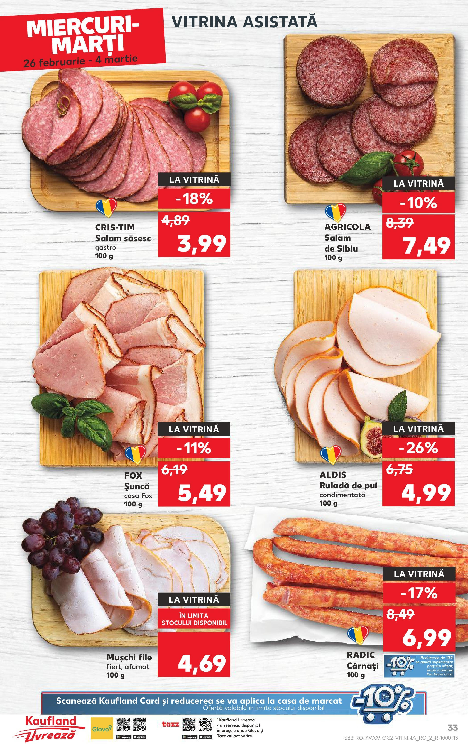 Catalog Kaufland 26 Februarie - 4 Martie 2025 | Pagina 33 | Produse: Vitrină, Salam, Șuncă, Cârnați