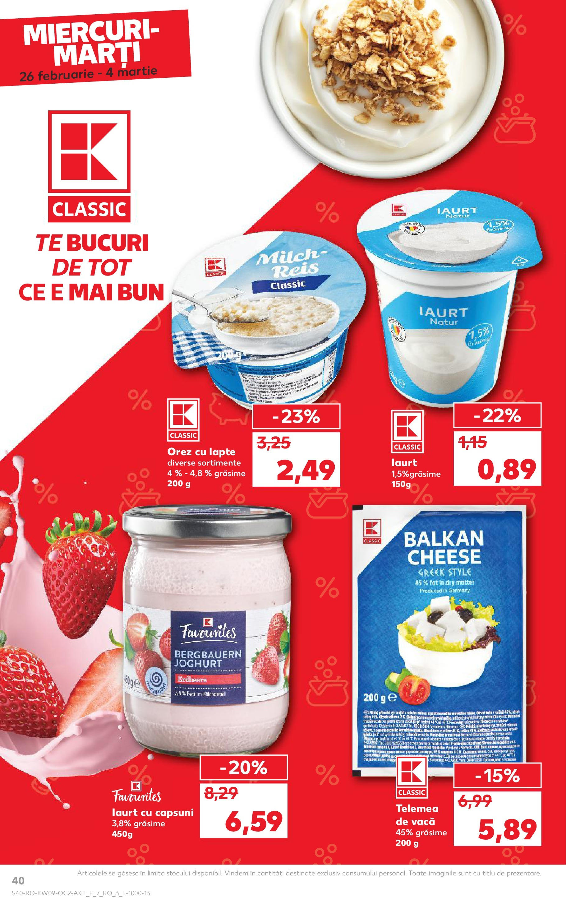 Catalog Kaufland 26 Februarie - 4 Martie 2025 | Pagina 40 | Produse: Delgeç, Lapte, Iaurt, Orez