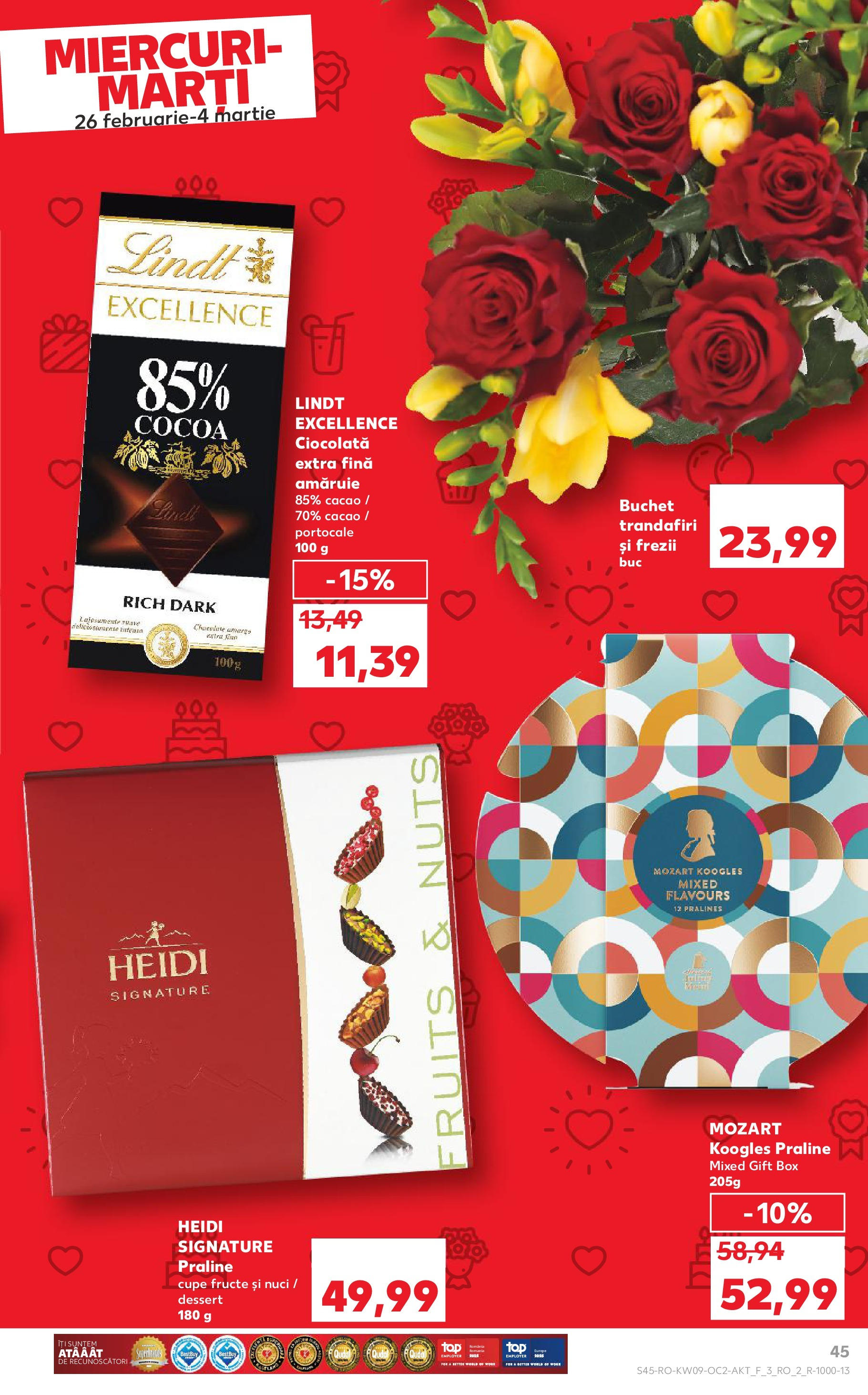 Catalog Kaufland 26 Februarie - 4 Martie 2025 | Pagina 45 | Produse: Praline, Ciocolată, Cacao, Nuci