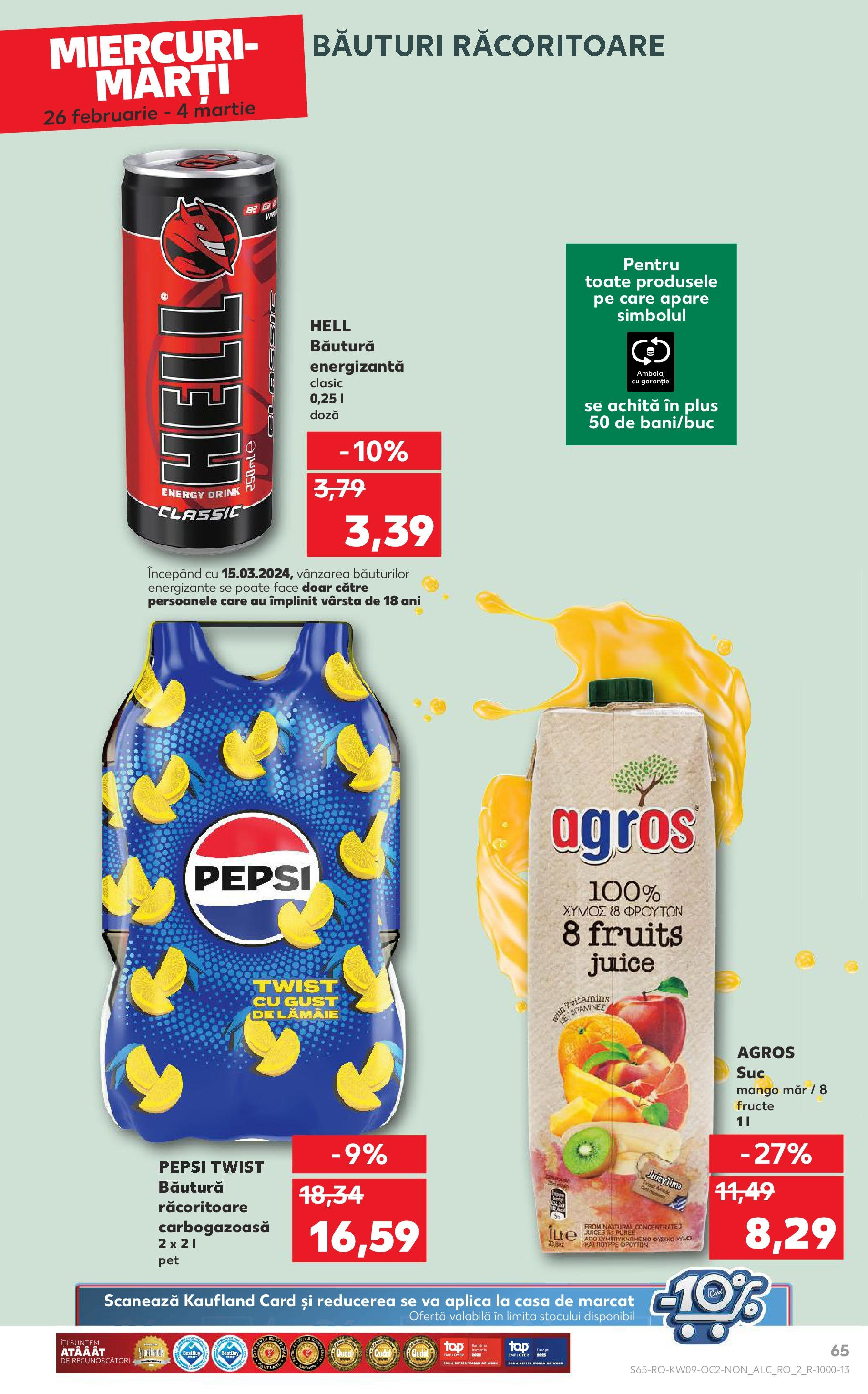 Catalog Kaufland 26 Februarie - 4 Martie 2025 | Pagina 65 | Produse: Băutură energizantă, Fructe, Lămâie, Mango