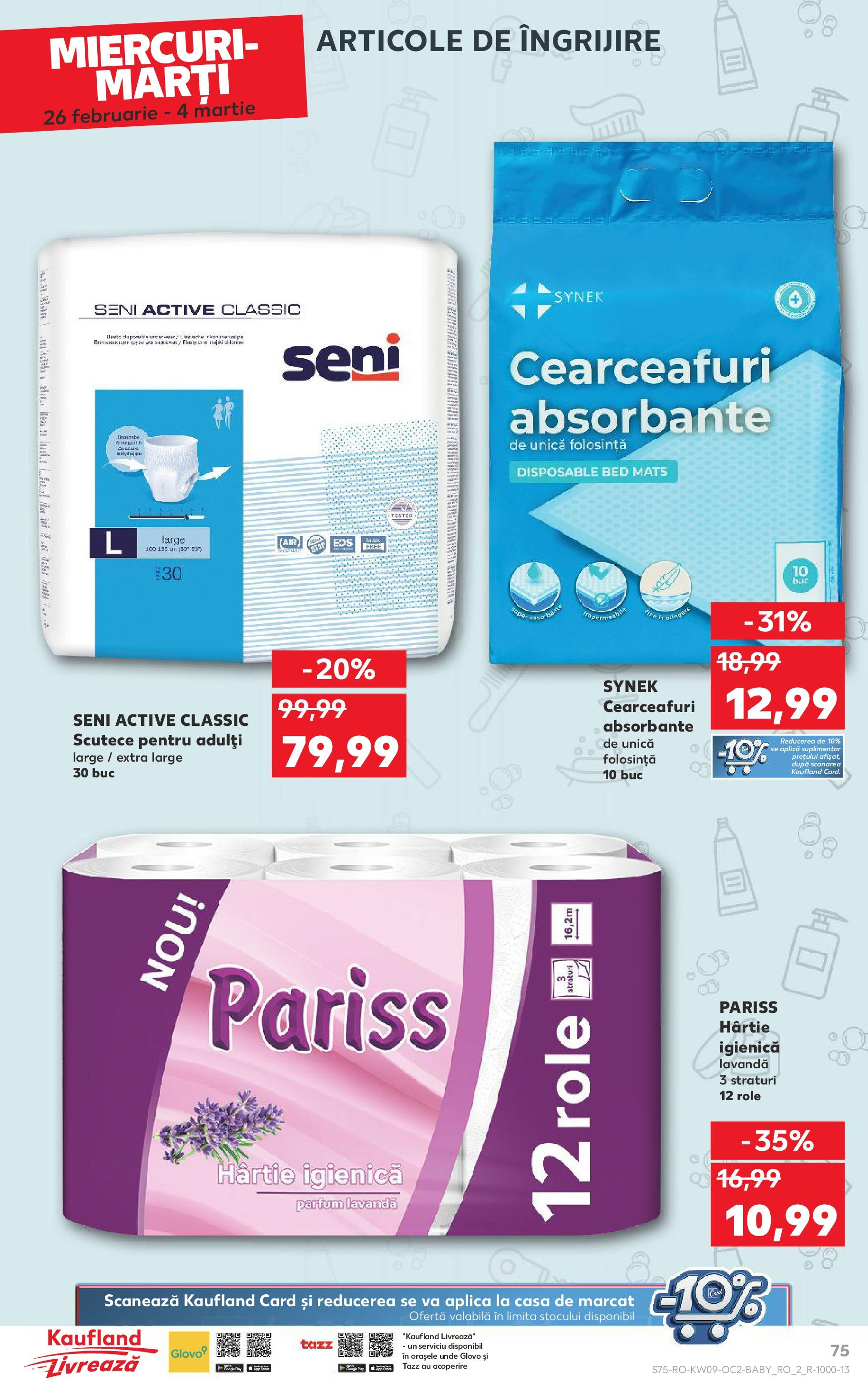 Catalog Kaufland 26 Februarie - 4 Martie 2025 | Pagina 75 | Produse: Role, Parfum, Absorbante, Scutece