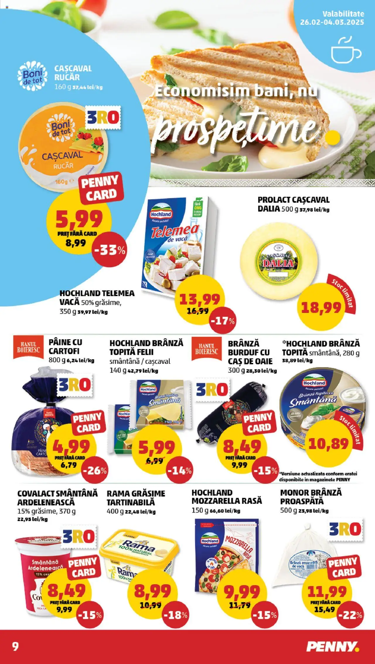 Catalog PENNY Market 26 Februarie - 4 Martie 2025 | Pagina 9 | Produse: Mozzarella, Brânză, Pâine, Cartofi
