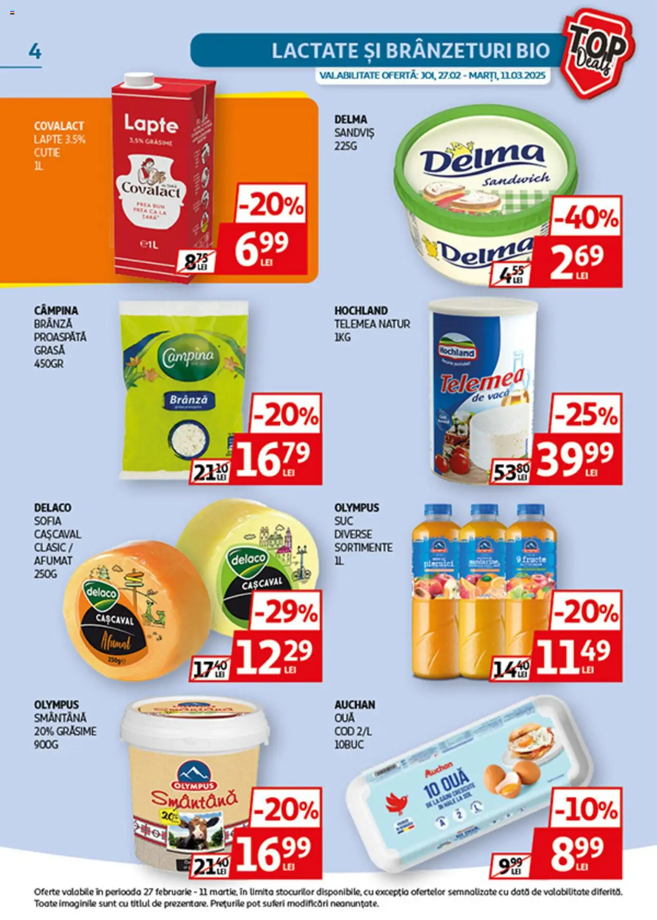Catalog Auchan 27 Februarie - 11 Martie 2025 | Pagina 4 | Produse: Light Kedi Konservesi, Lapte, Brânză, Ouă