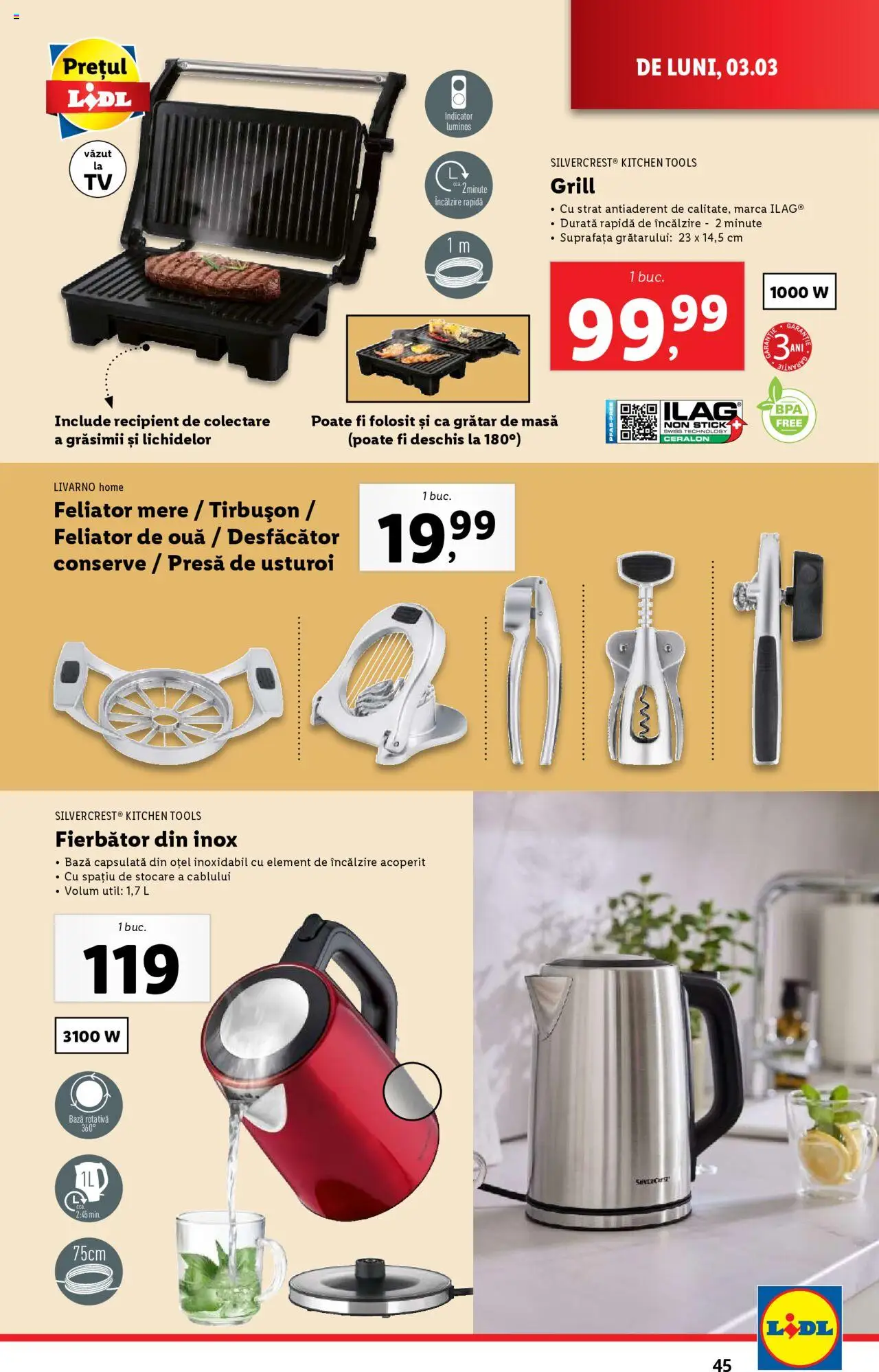 Catalog LIDL 3 - 9 Martie 2025 | Pagina 45 | Produse: Feliator, Grătar, Masă, Mere