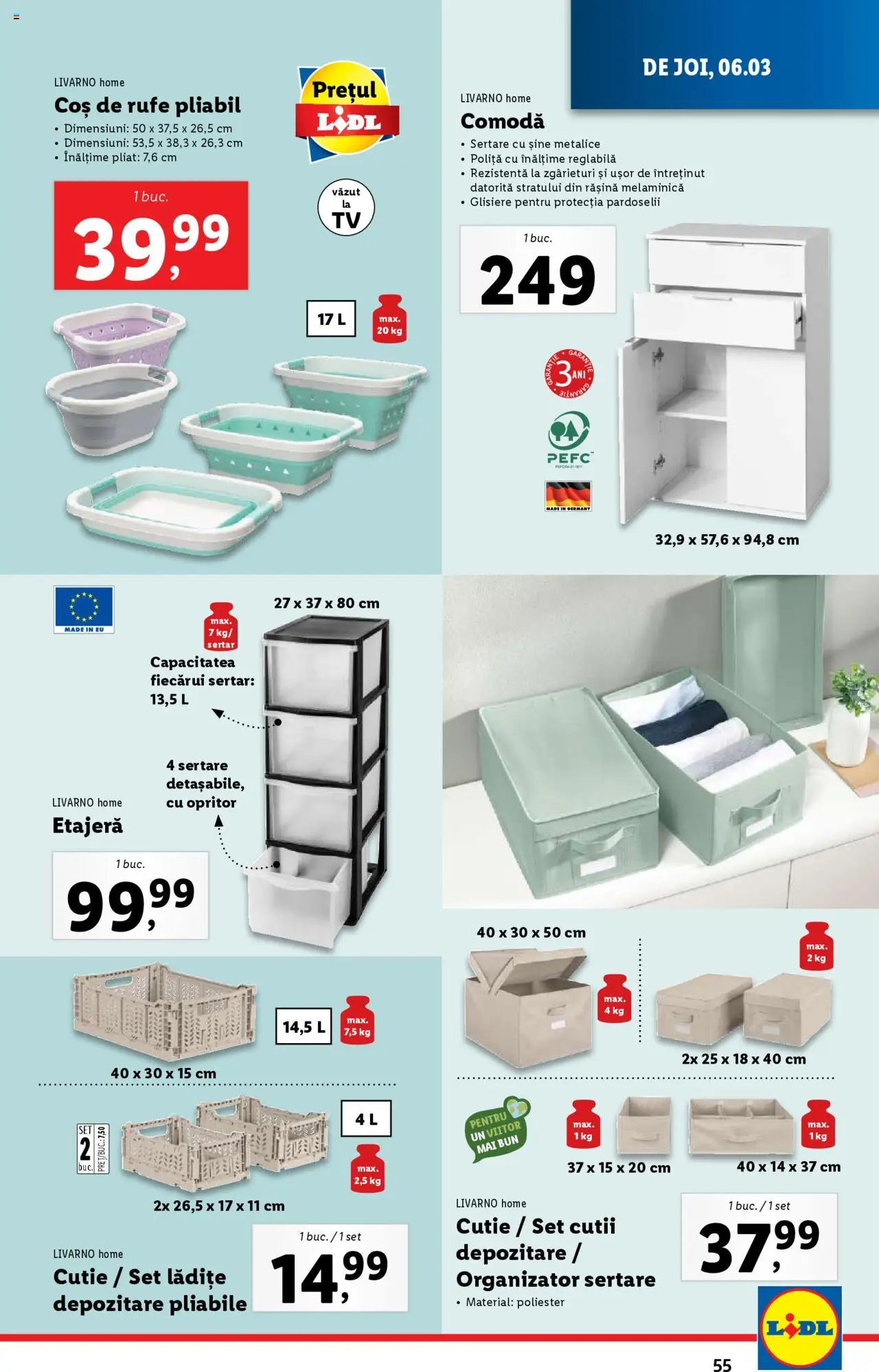 Catalog LIDL 3 - 9 Martie 2025 | Pagina 55 | Produse: Coș, Cutie, Coș De Rufe, Etajeră