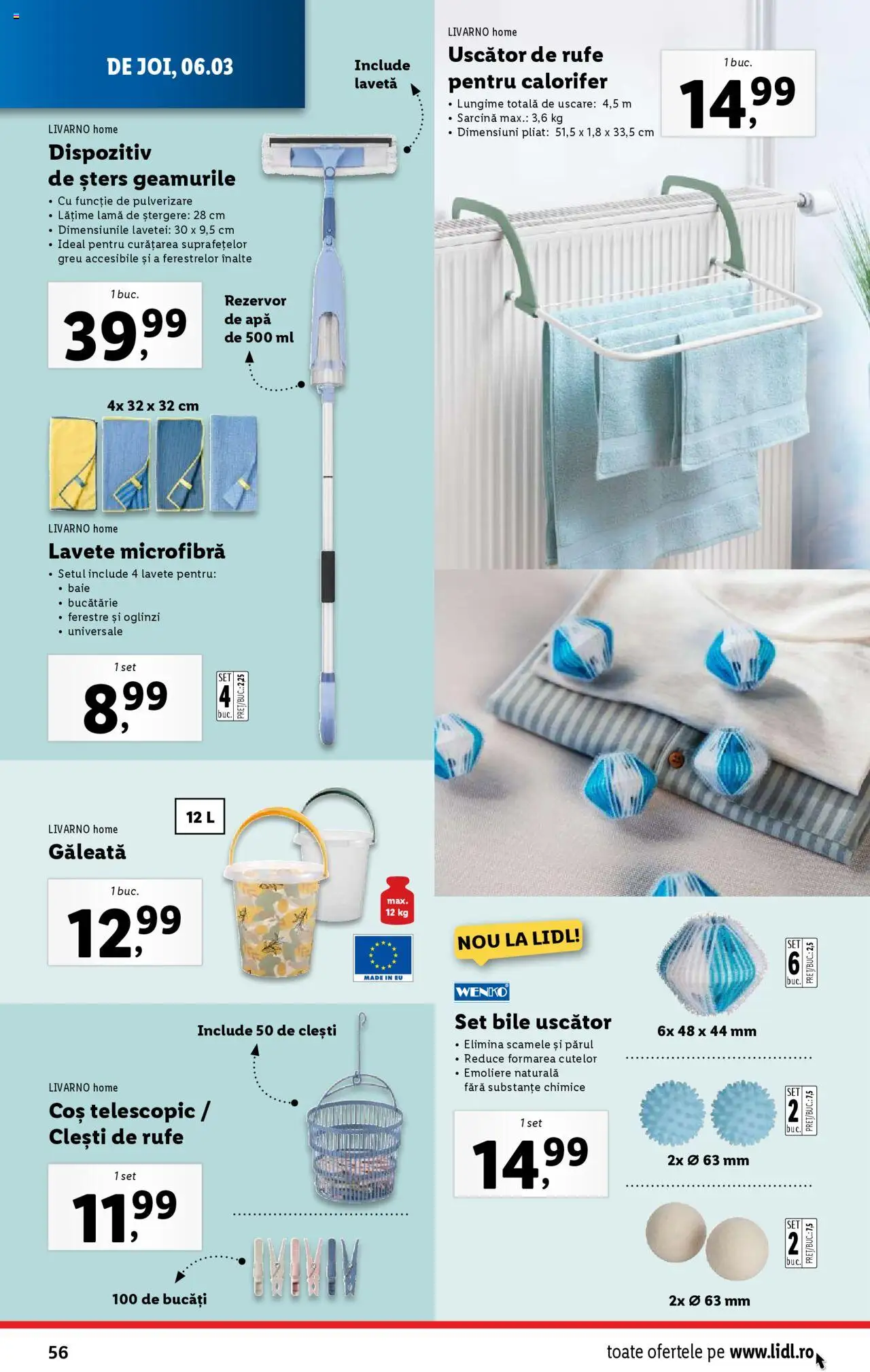 Catalog LIDL 3 - 9 Martie 2025 | Pagina 56 | Produse: Bucătărie, Calorifer, Lavete, Apă