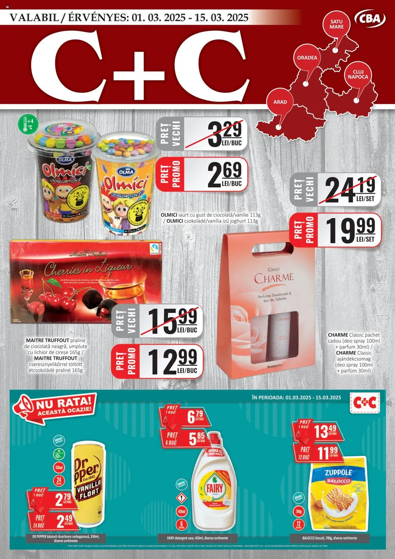 Catalog CBA 1 - 15 Martie 2025 | Pagina 1 | Produse: Rață, Lichior, Detergent, Cireșe