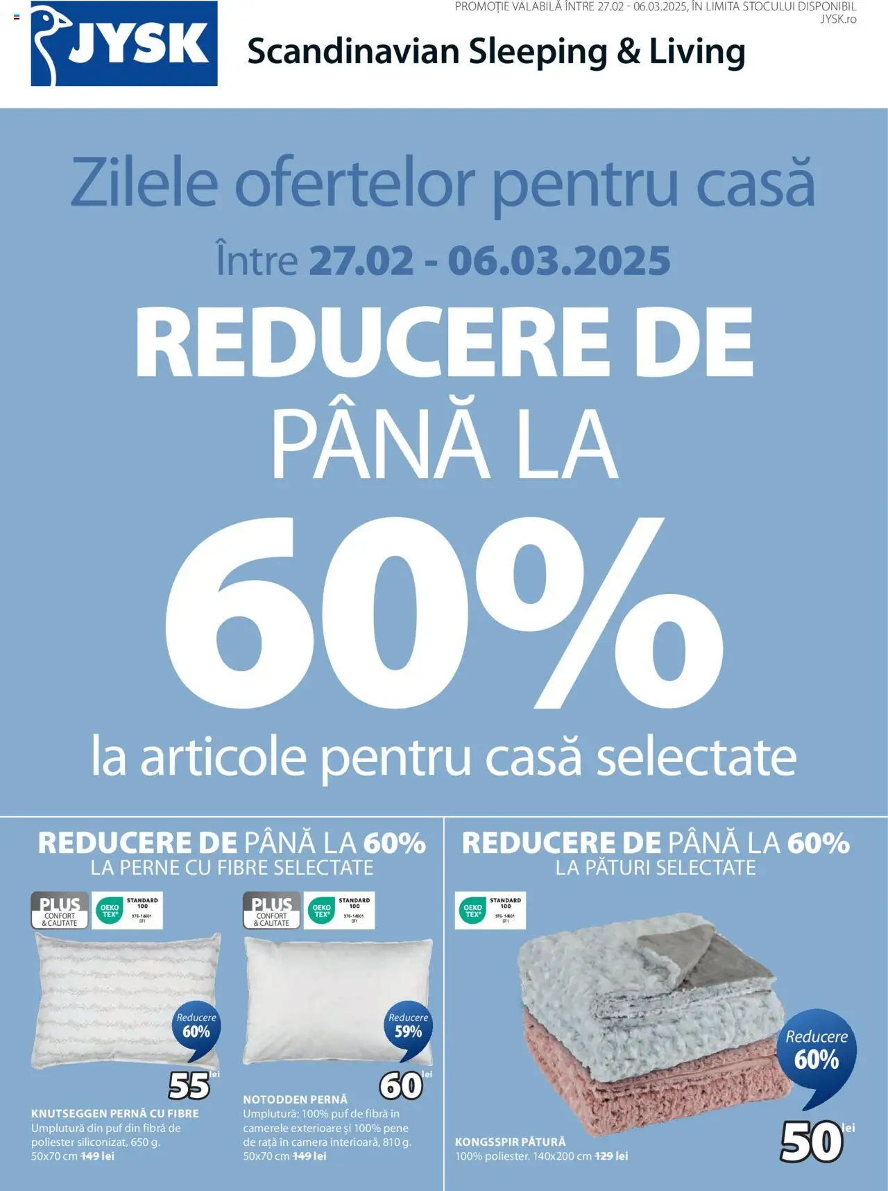 Catalog JYSK 27 Februarie - 6 Martie 2025 | Pagina 1 | Produse: Cameră, Pernă, Pătură, Rață