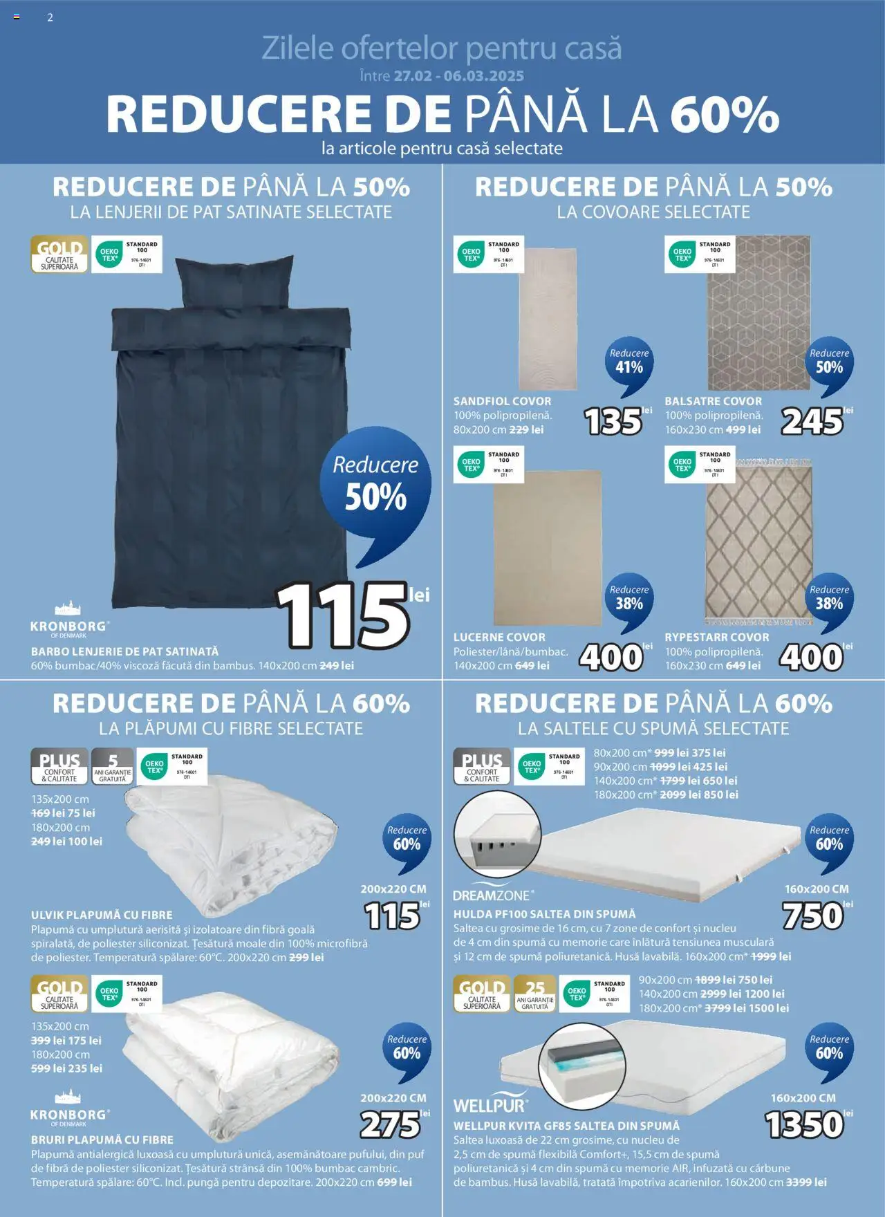 Catalog JYSK 27 Februarie - 6 Martie 2025 | Pagina 2 | Produse: Memorie, Lenjerie de pat, Covor, Plapumă