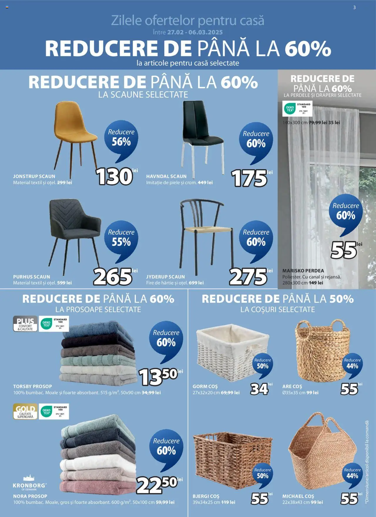 Catalog JYSK 27 Februarie - 6 Martie 2025 | Pagina 3 | Produse: Coș, Scaun, Perdea, Draperii