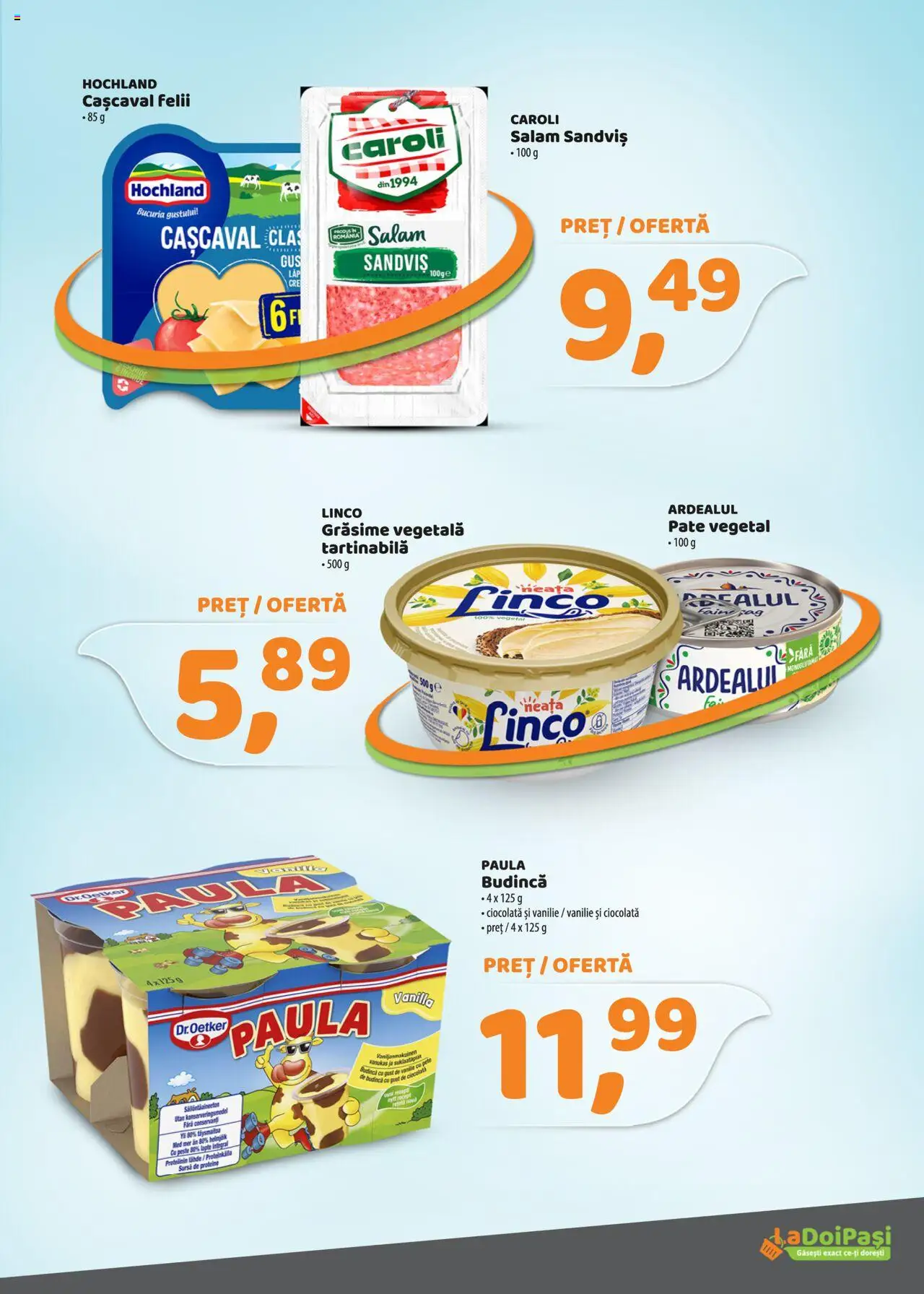 Catalog La Doi Pași 1 - 31 Martie 2025 | Pagina 3 | Produse: Pate, Ciocolată, Salam, Pește