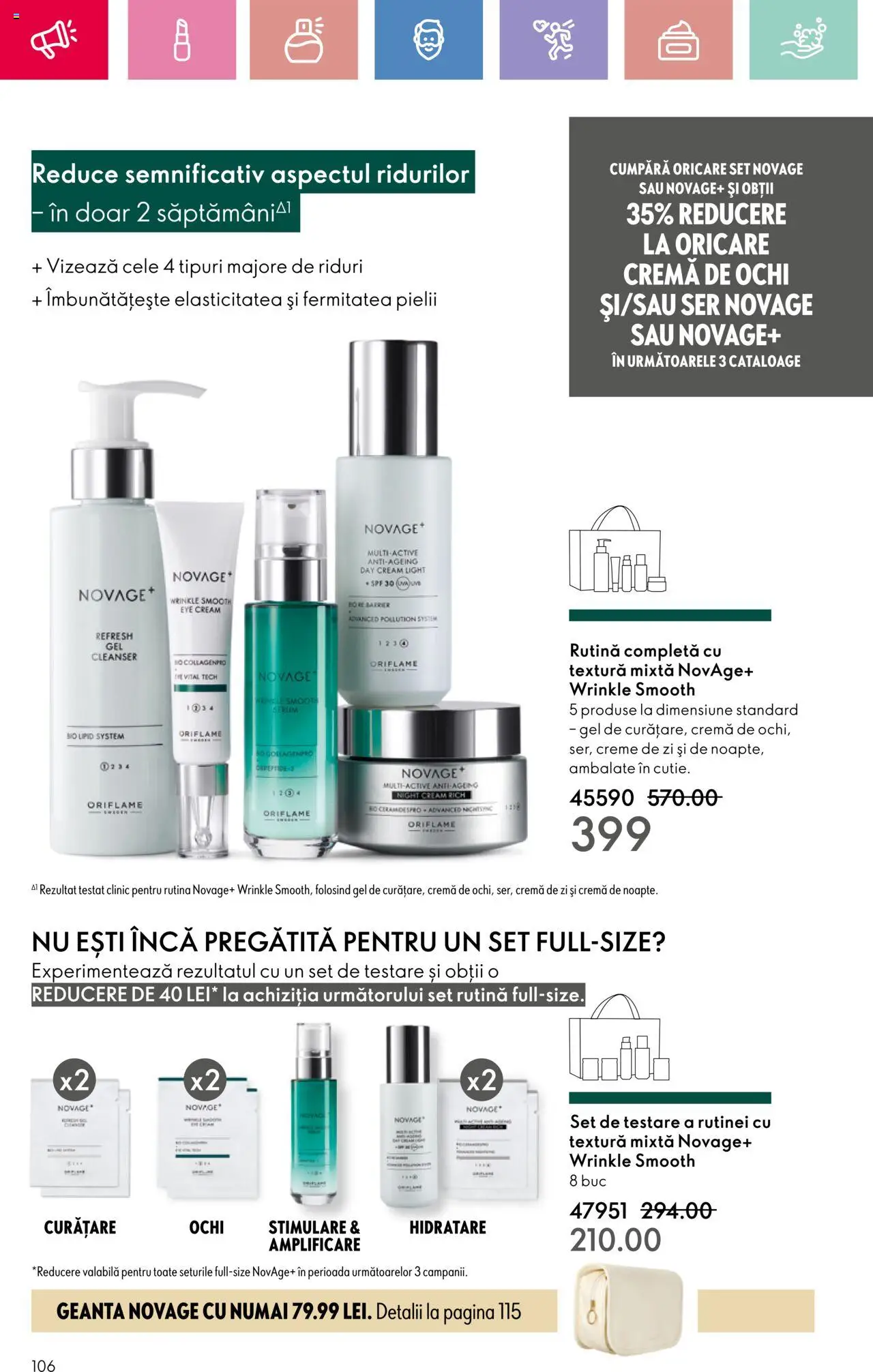 Catalog Oriflame 23 Martie - 12 Aprilie 2025 | Pagina 106 | Produse: Serum, Cremă de zi, Geantă, Cremă