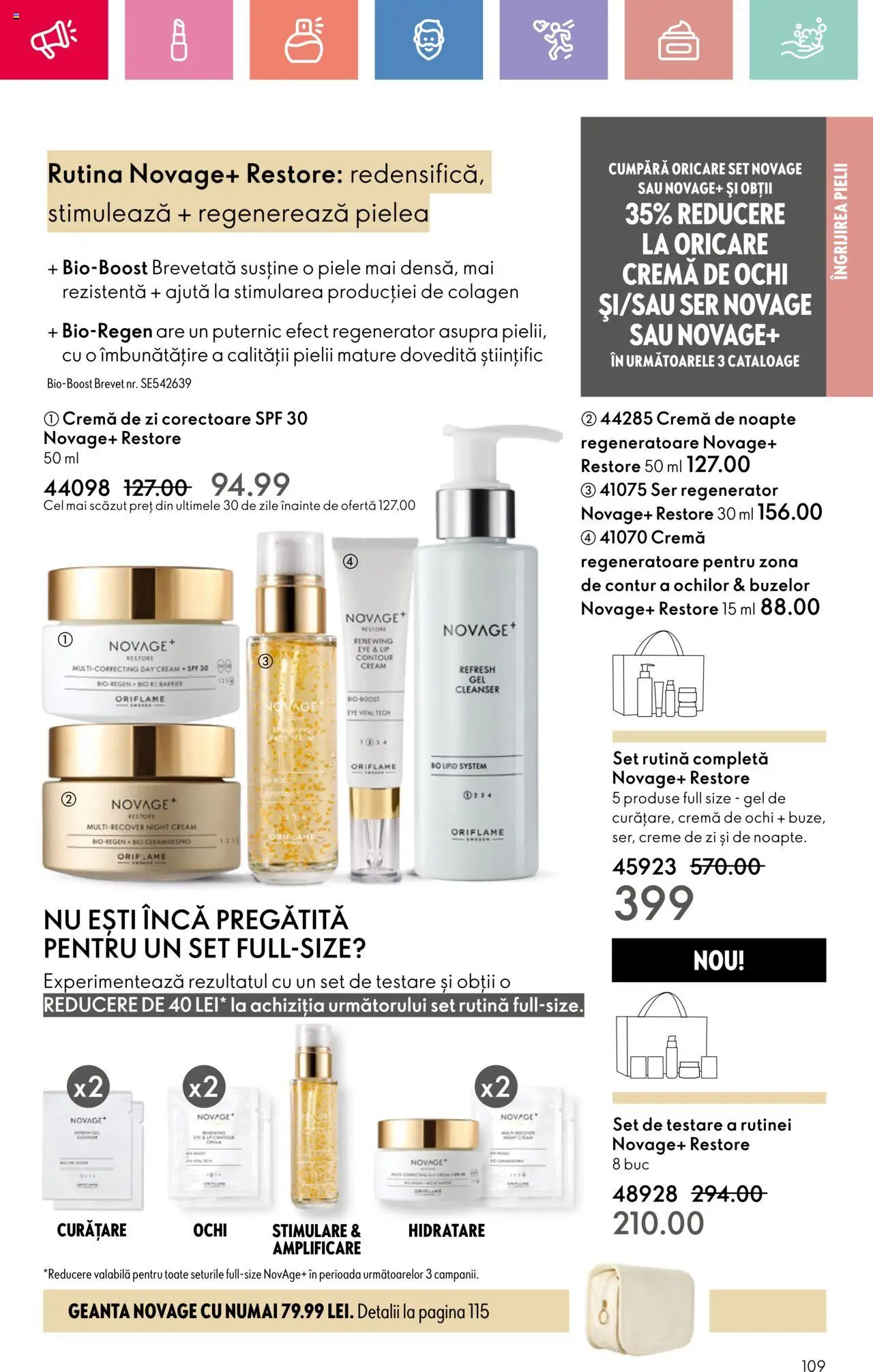 Catalog Oriflame 23 Martie - 12 Aprilie 2025 | Pagina 109 | Produse: Cremă de zi, Cremă de noapte, Geantă, Cremă