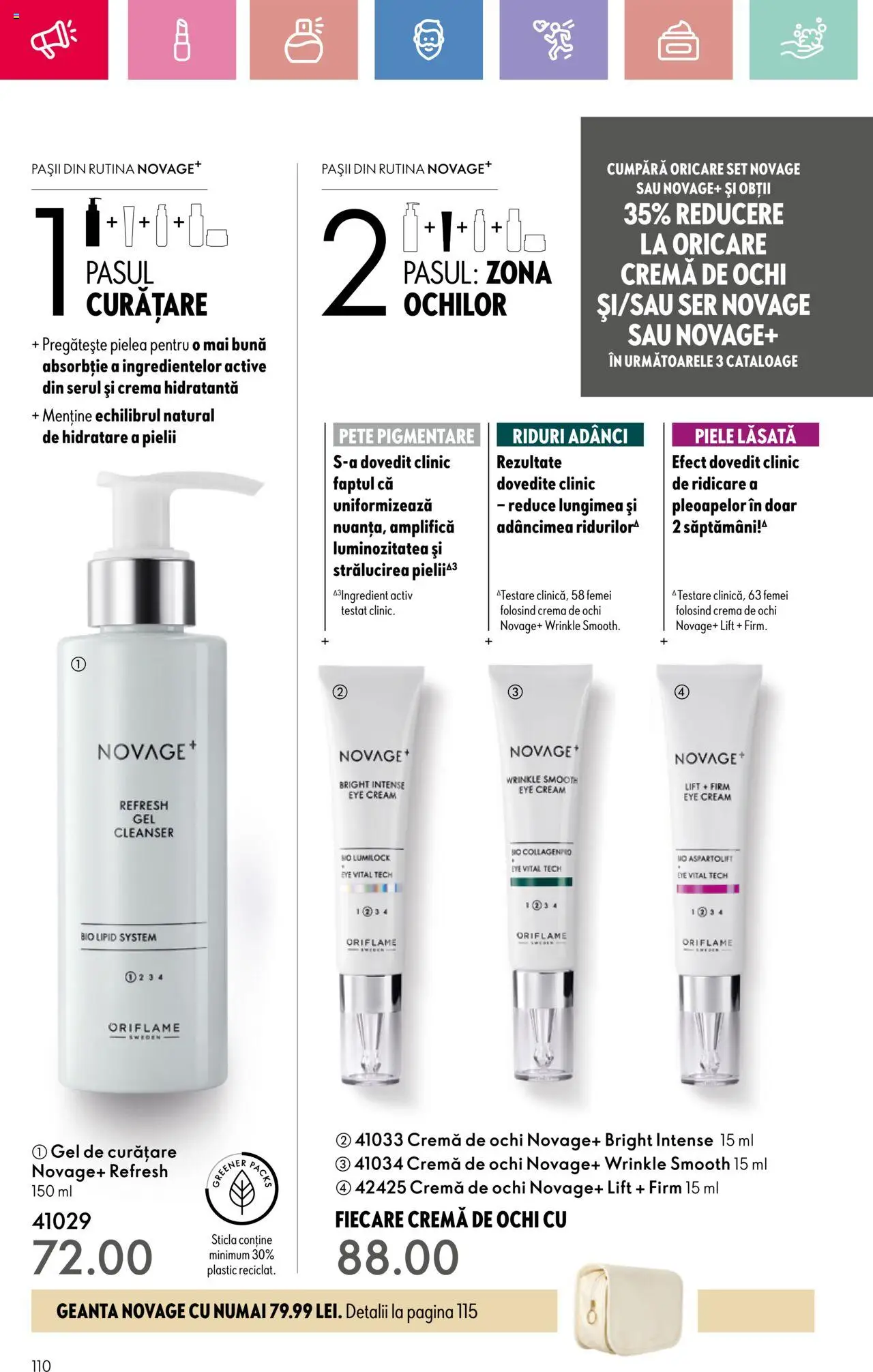 Catalog Oriflame 23 Martie - 12 Aprilie 2025 | Pagina 110 | Produse: Gel de curățare, Geantă, Arapsaçı, Cremă