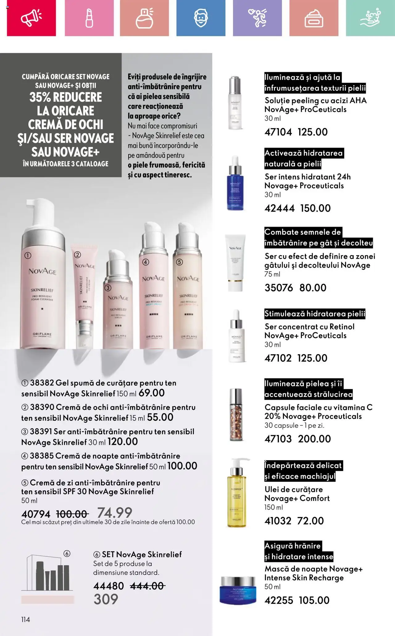 Catalog Oriflame 23 Martie - 12 Aprilie 2025 | Pagina 114 | Produse: Cremă de zi, Cremă de noapte, Peeling, Ulei
