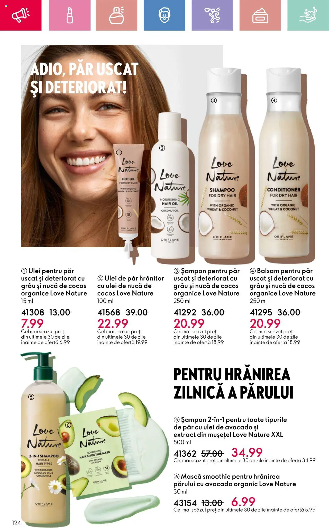Catalog Oriflame 23 Martie - 12 Aprilie 2025 | Pagina 124 | Produse: Șampon, Ulei de păr, Ulei, Avocado