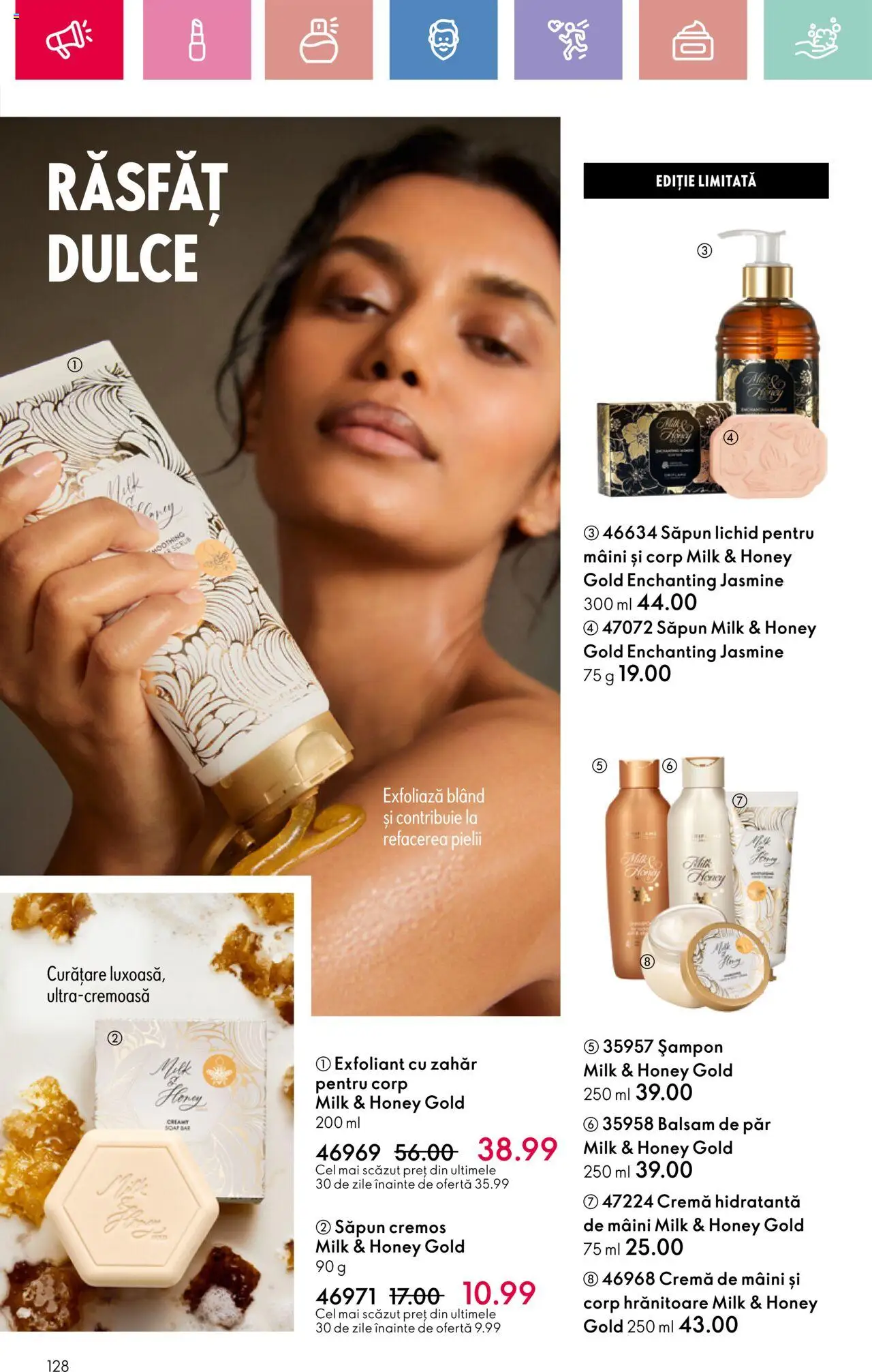 Catalog Oriflame 23 Martie - 12 Aprilie 2025 | Pagina 128 | Produse: Exfoliant, Balsam de păr, Săpun, Zahăr
