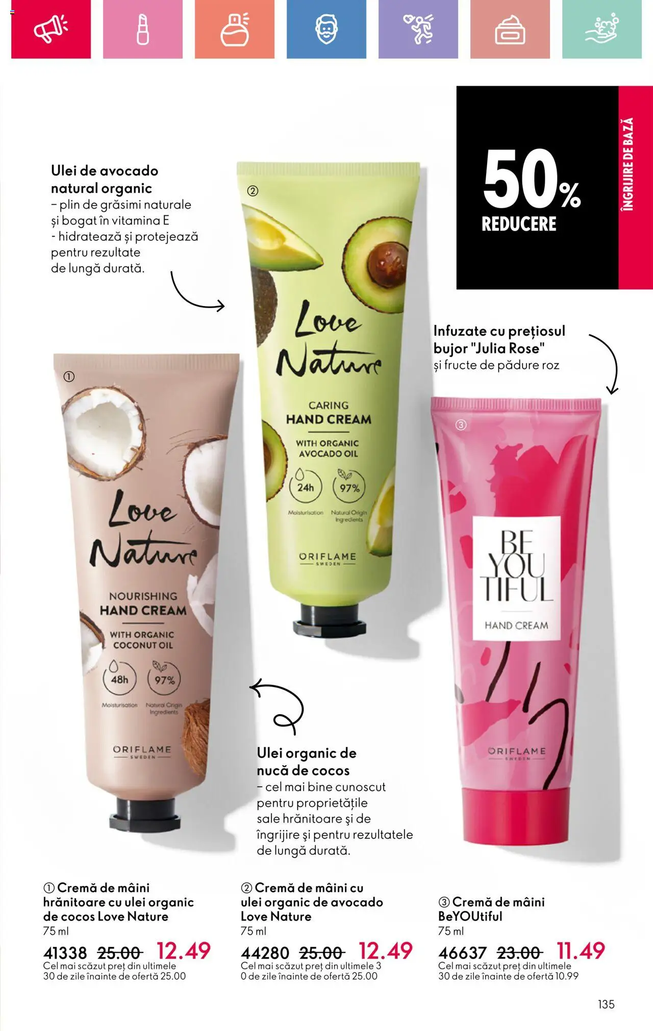 Catalog Oriflame 23 Martie - 12 Aprilie 2025 | Pagina 135 | Produse: Cremă, Ulei, Cremă de mâini, Avocado