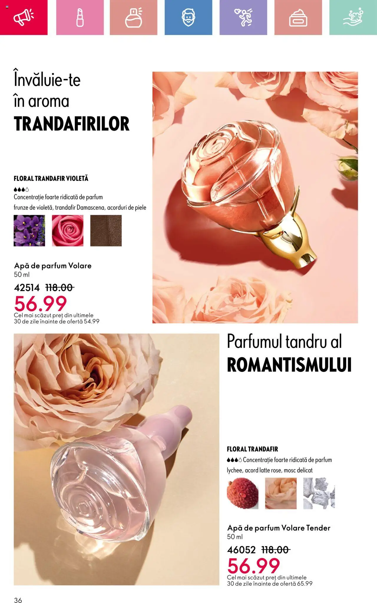 Catalog Oriflame 23 Martie - 12 Aprilie 2025 | Pagina 36 | Produse: Apă de parfum, Trandafir, Parfum, Apă