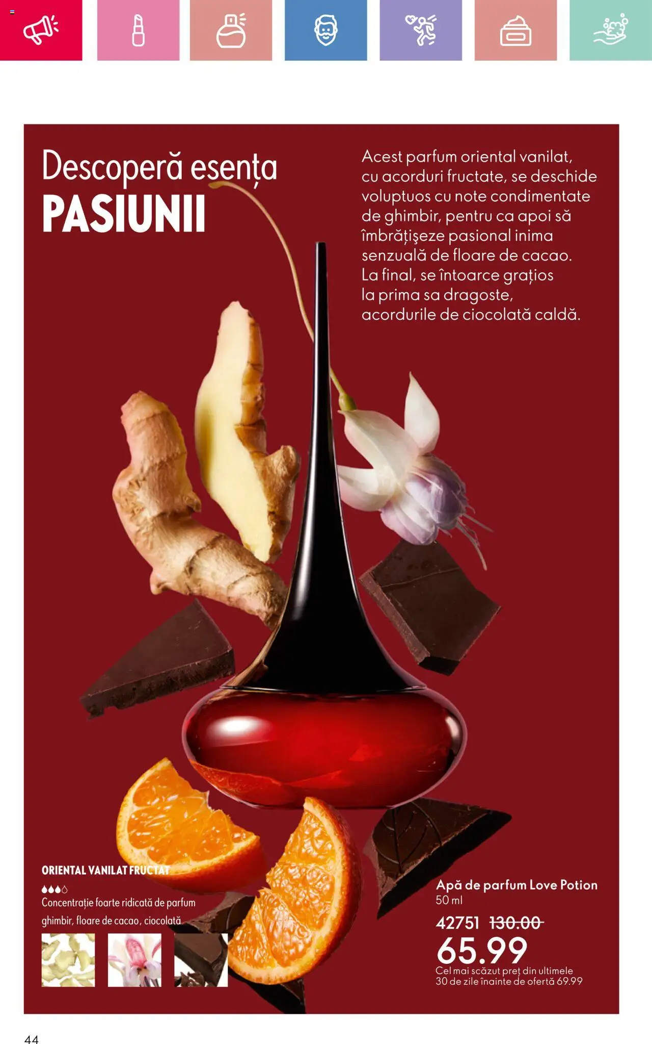 Catalog Oriflame 23 Martie - 12 Aprilie 2025 | Pagina 44 | Produse: Apă de parfum, Parfum, Ciocolată, Apă