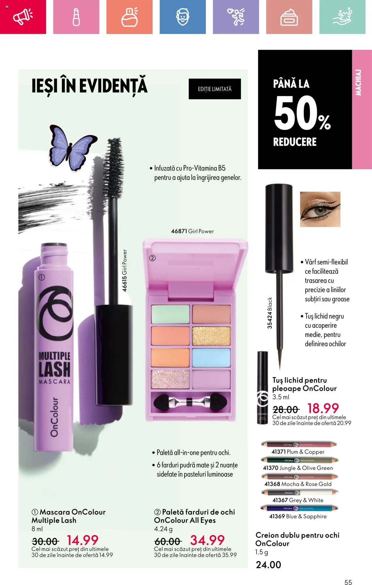 Catalog Oriflame 23 Martie - 12 Aprilie 2025 | Pagina 55 | Produse: Machiaj, Pudră, Mascara