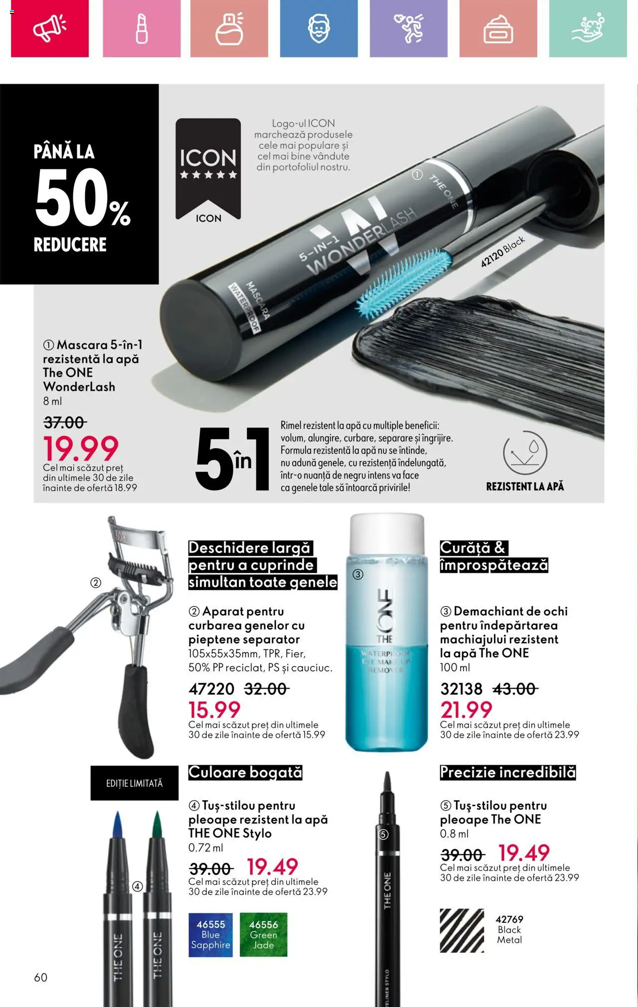 Catalog Oriflame 23 Martie - 12 Aprilie 2025 | Pagina 60 | Produse: Pieptene, Mascara, Demachiant de ochi, Apă