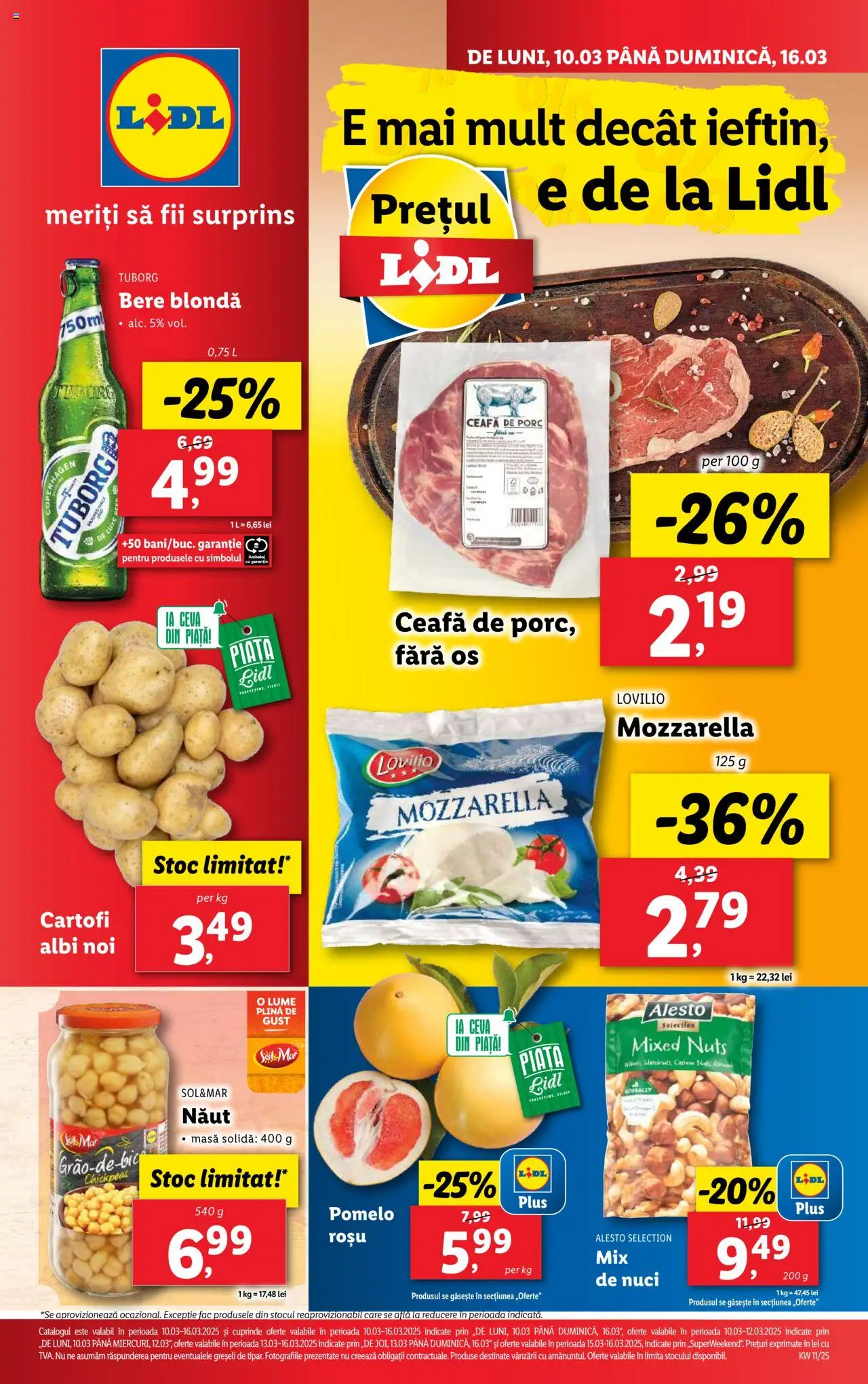 Catalog LIDL 10 - 16 Martie 2025 | Pagina 1 | Produse: Masă, Mozzarella, Bere, Cartofi