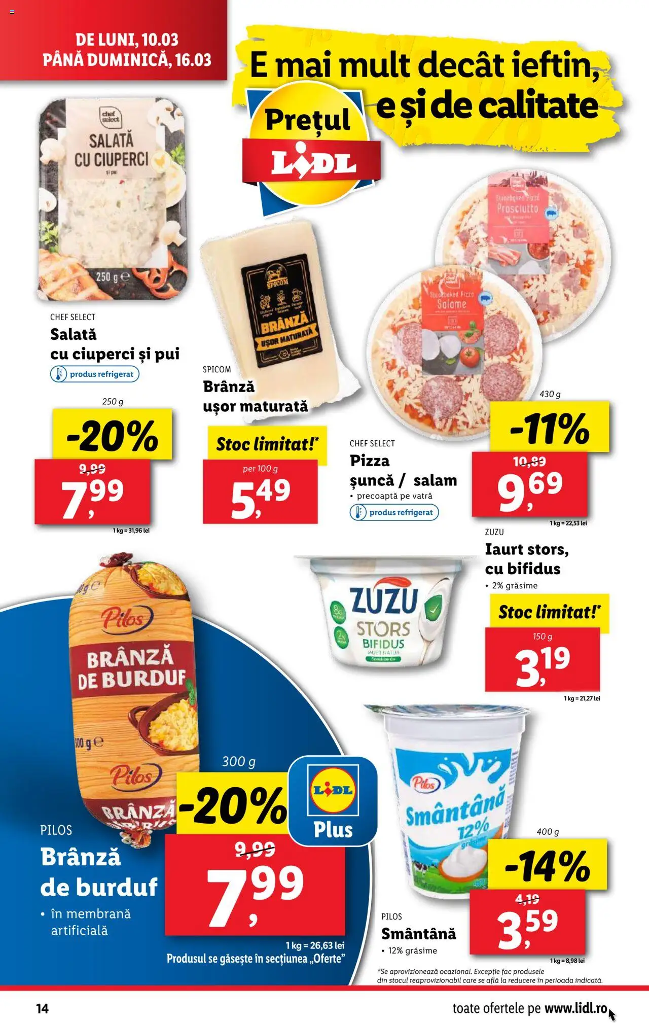 Catalog LIDL 10 - 16 Martie 2025 | Pagina 14 | Produse: Ciuperci, Brânză, Iaurt, Salată