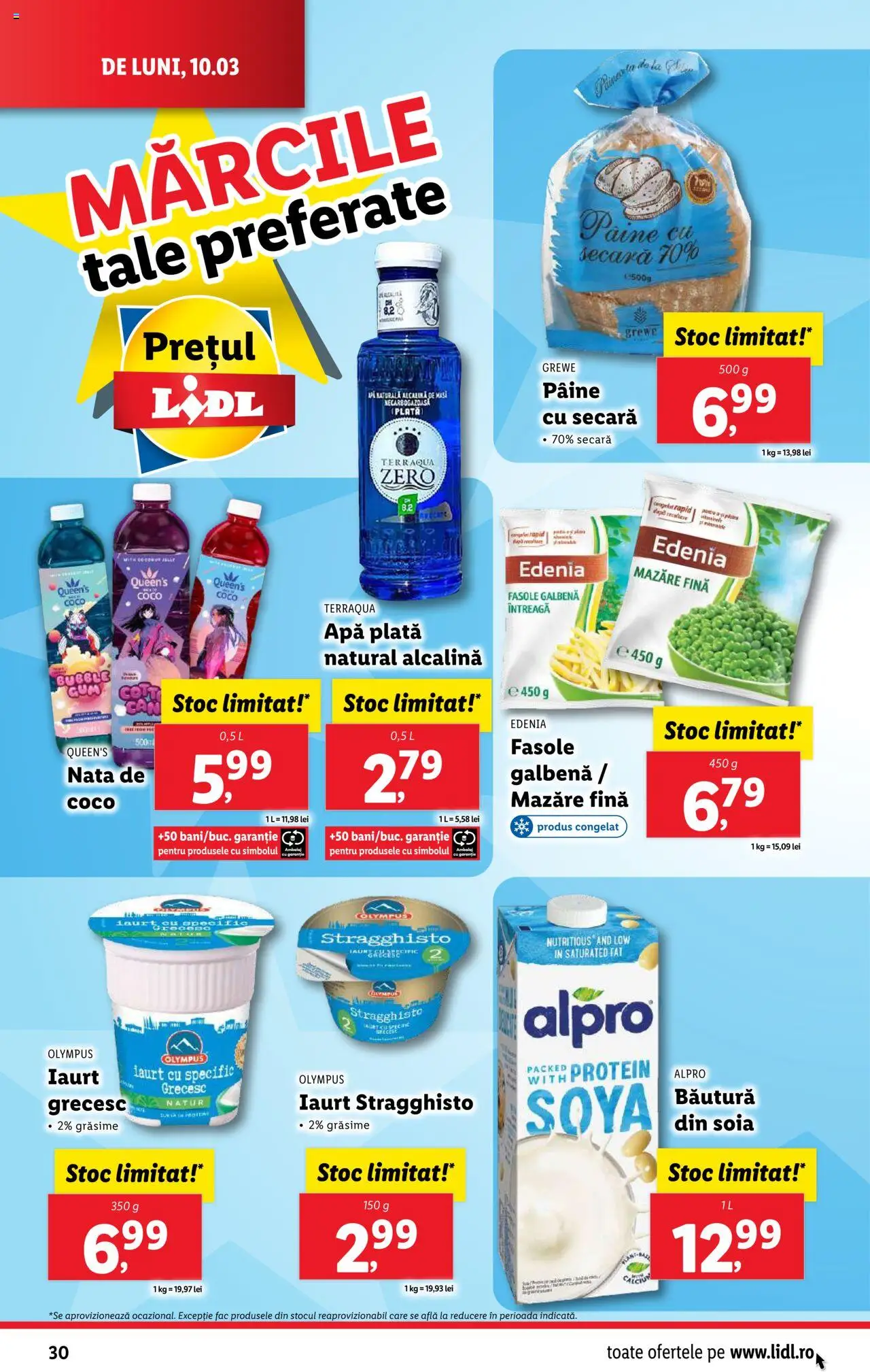 Catalog LIDL 10 - 16 Martie 2025 | Pagina 30 | Produse: Mazăre, Iaurt, Pâine, Apă