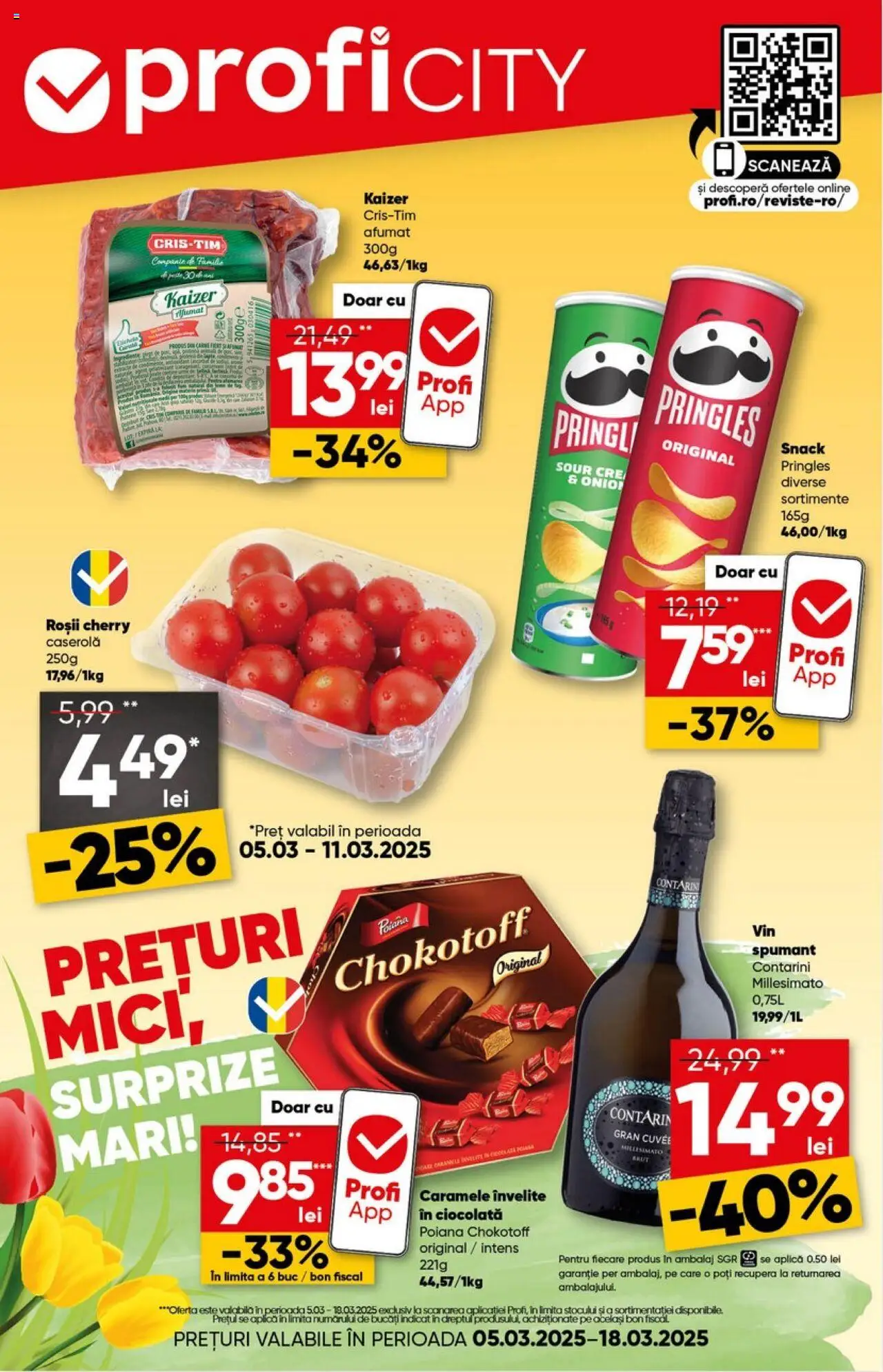 Catalog Profi 5 - 18 Martie 2025 | Pagina 1 | Produse: Ciocolată, Roșii, Caramele