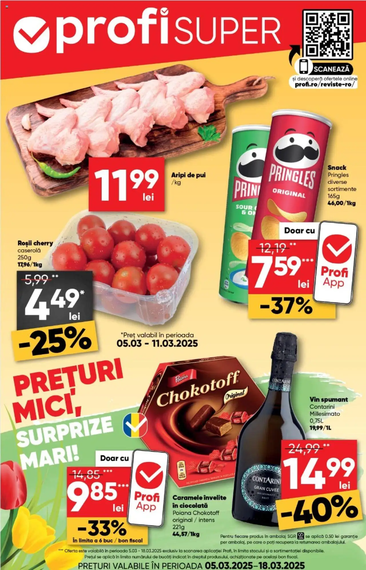 Catalog Profi 5 - 18 Martie 2025 | Pagina 1 | Produse: Ciocolată, Vin, Roșii, Caramele