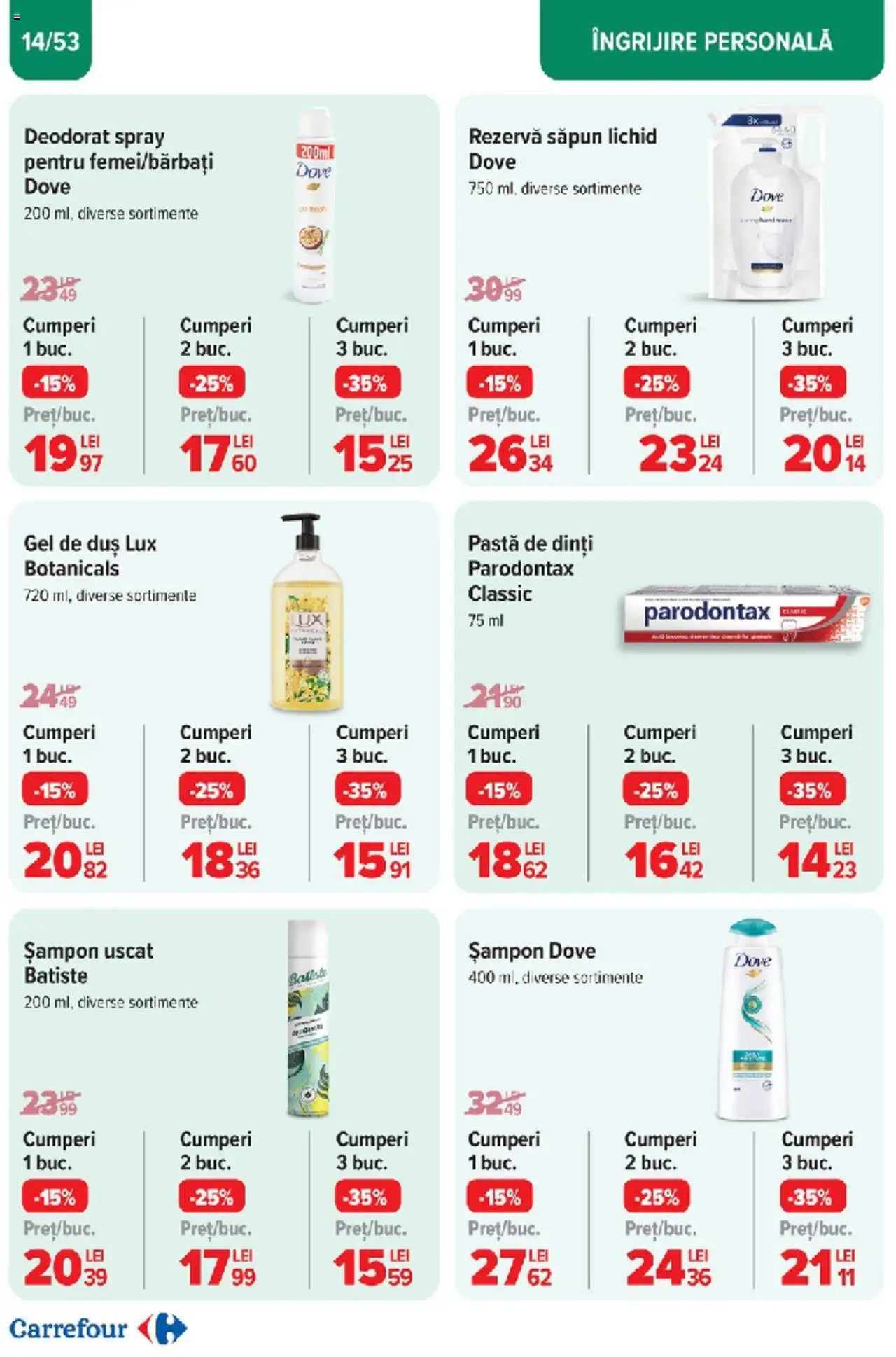 Catalog Carrefour 10 - 18 Martie 2025 | Pagina 14 | Produse: Șampon, Gel de duș, Pastă de dinți, Săpun lichid