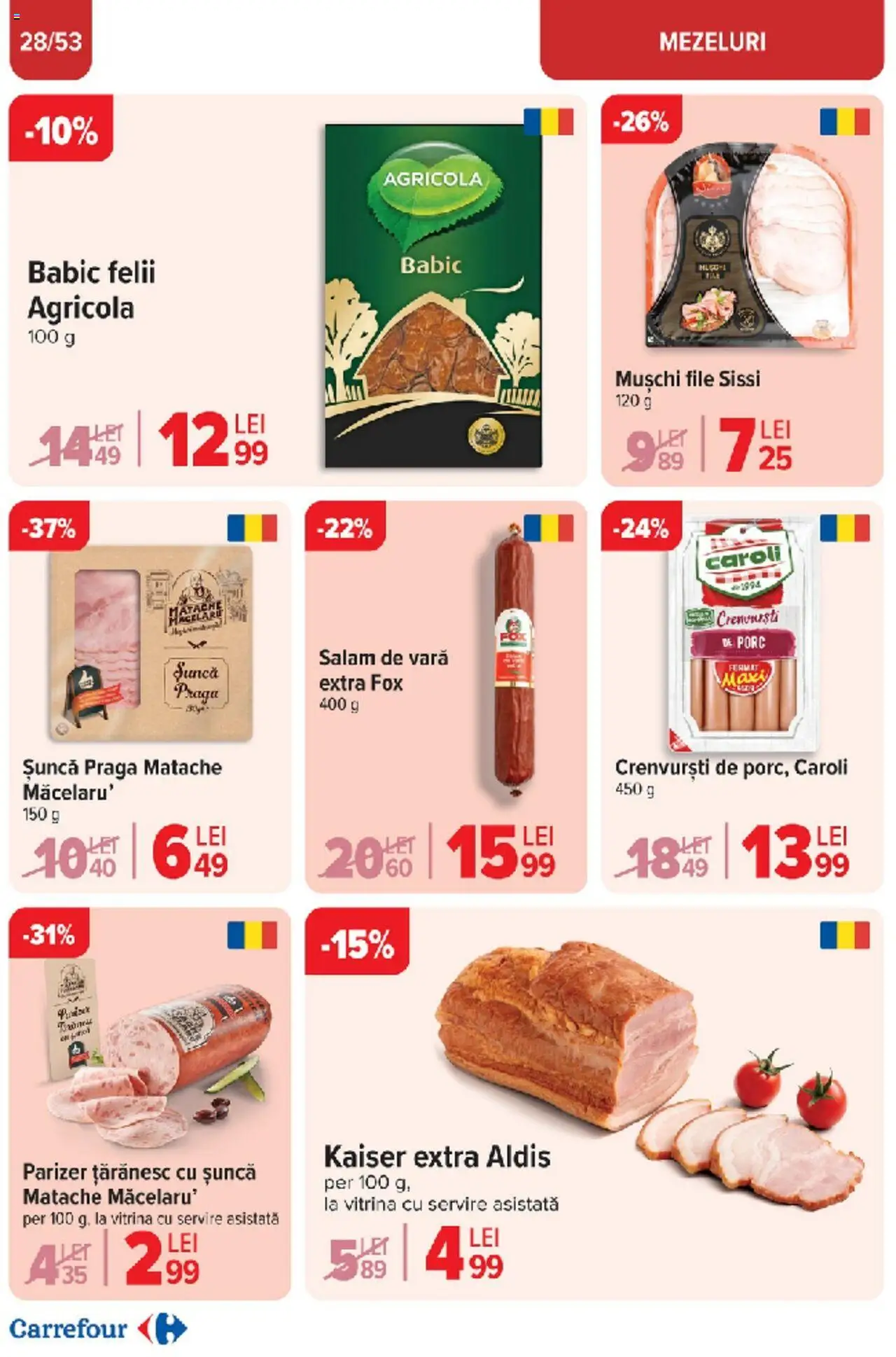 Catalog Carrefour 10 - 18 Martie 2025 | Pagina 28 | Produse: Vitrină, Salam, Șuncă, Parizer