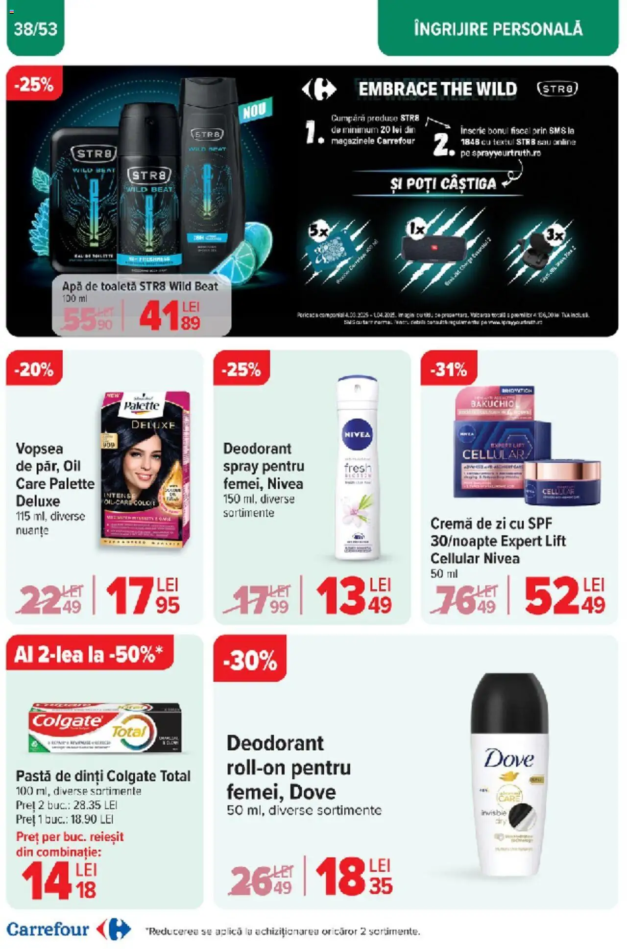 Catalog Carrefour 10 - 18 Martie 2025 | Pagina 38 | Produse: Cremă de zi, Toaletă, Apă de toaletă, Cremă