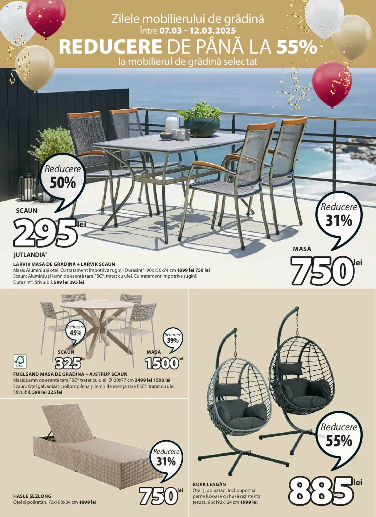 Catalog JYSK 7 Martie - 5 Aprilie 2025 | Pagina 22 | Produse: Șezlong, Masă, Scaun