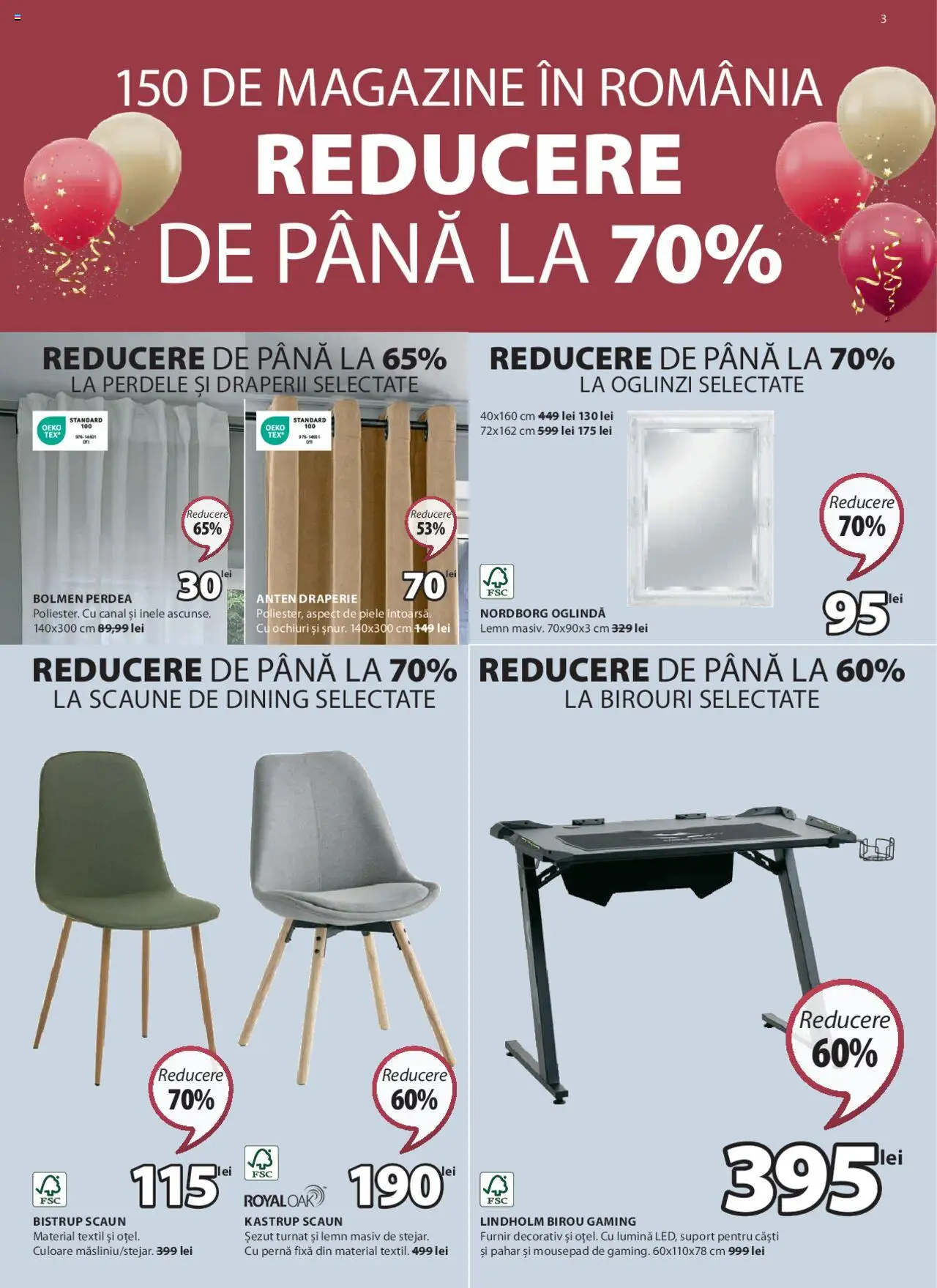 Catalog JYSK 7 Martie - 5 Aprilie 2025 | Pagina 3 | Produse: Căști, Çikolatalı gofret, Oglindă, Draperii