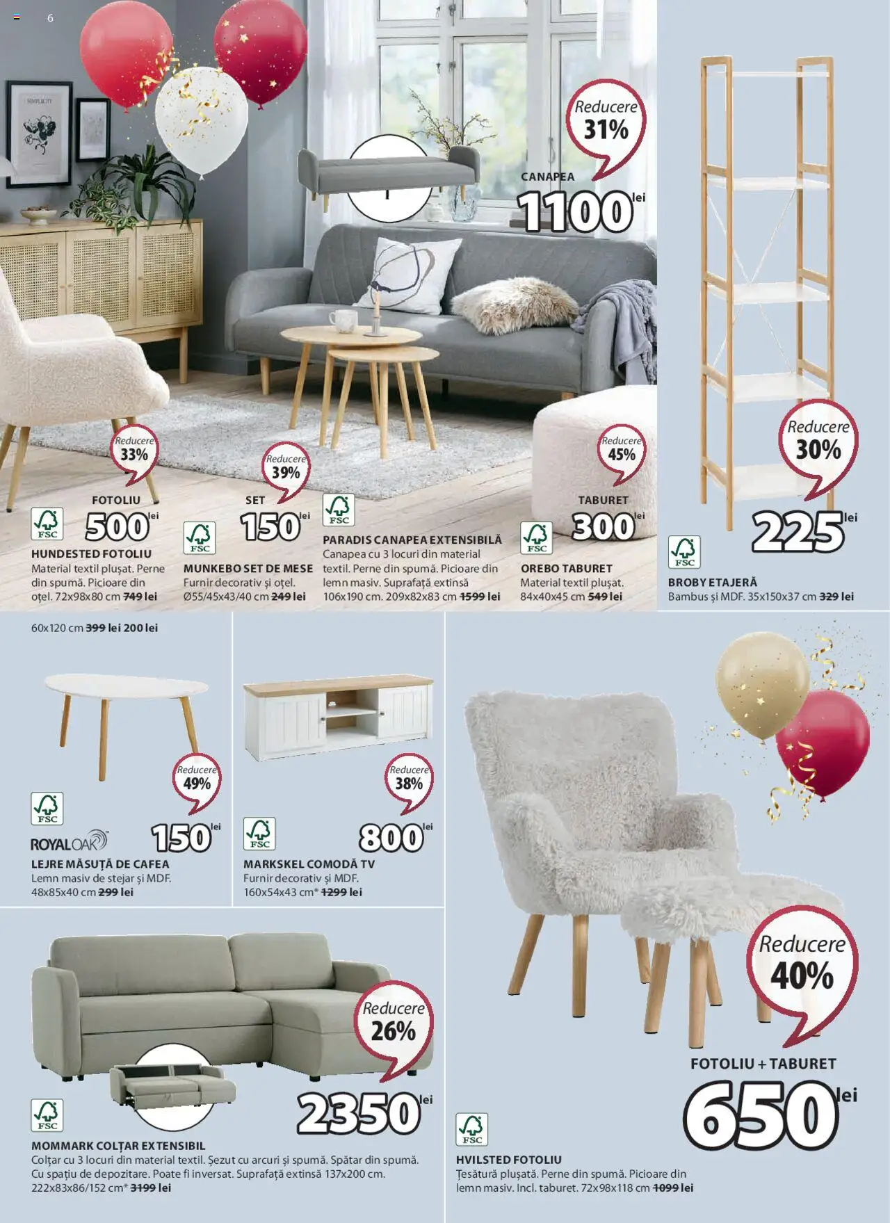 Catalog JYSK 7 Martie - 5 Aprilie 2025 | Pagina 6 | Produse: Canapea, Colțar, Taburet, Etajeră