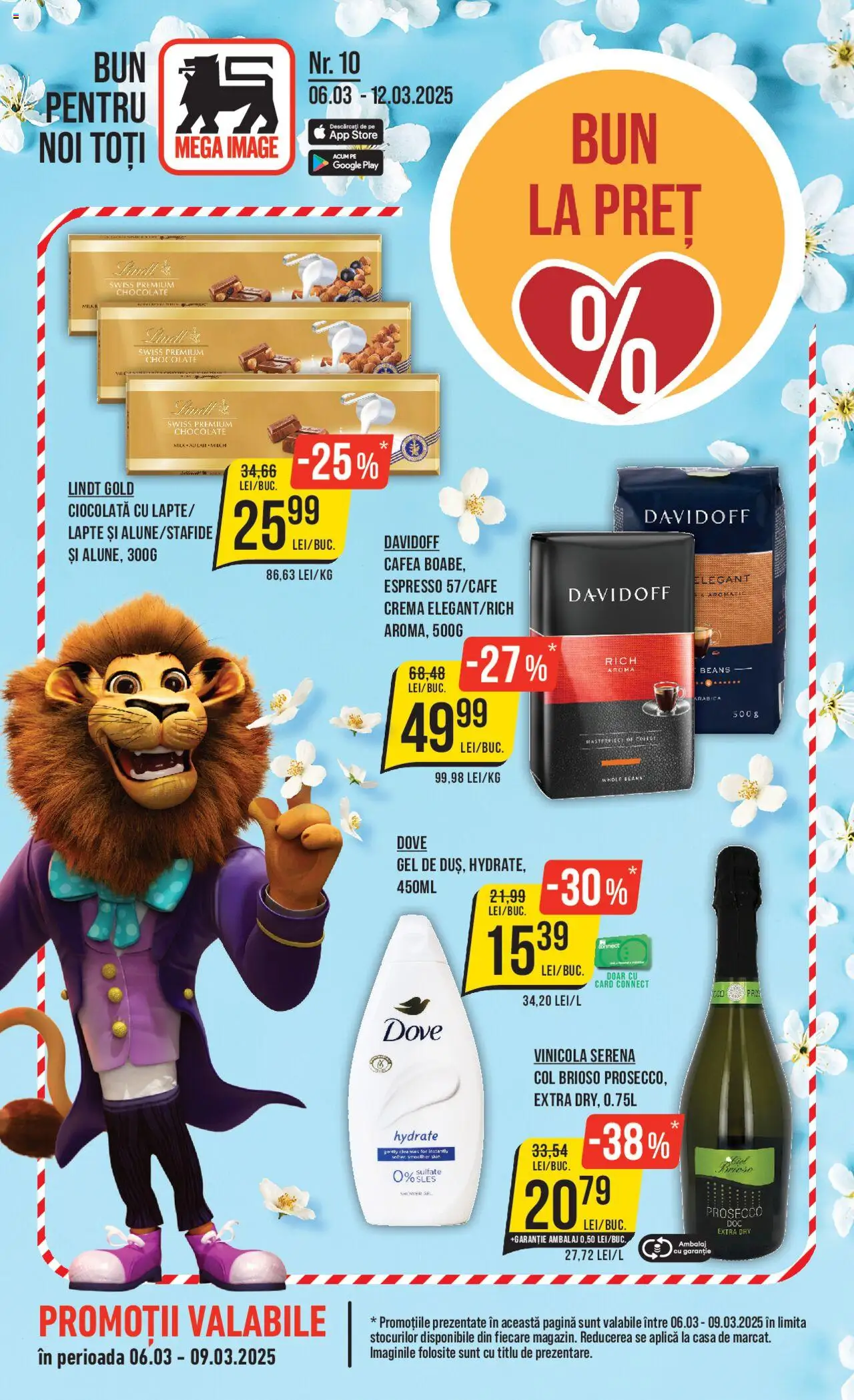 Catalog Mega Image 6 - 12 Martie 2025 | Pagina 1 | Produse: Lapte, Prosecco, Cremă, Cafea