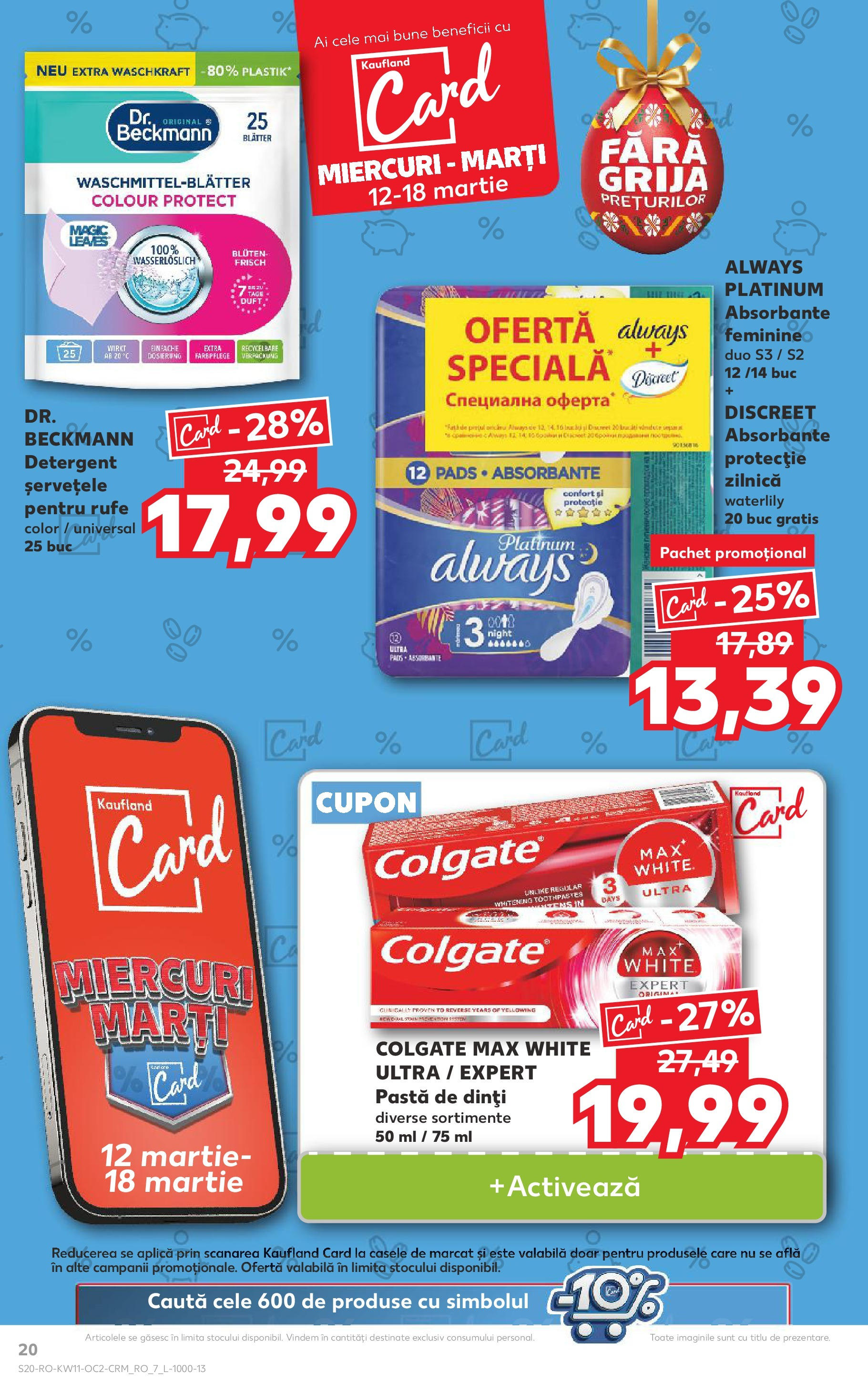 Catalog Kaufland 11 - 16 Martie 2025 | Pagina 20 | Produse: Pastă de dinți, Detergent, Absorbante