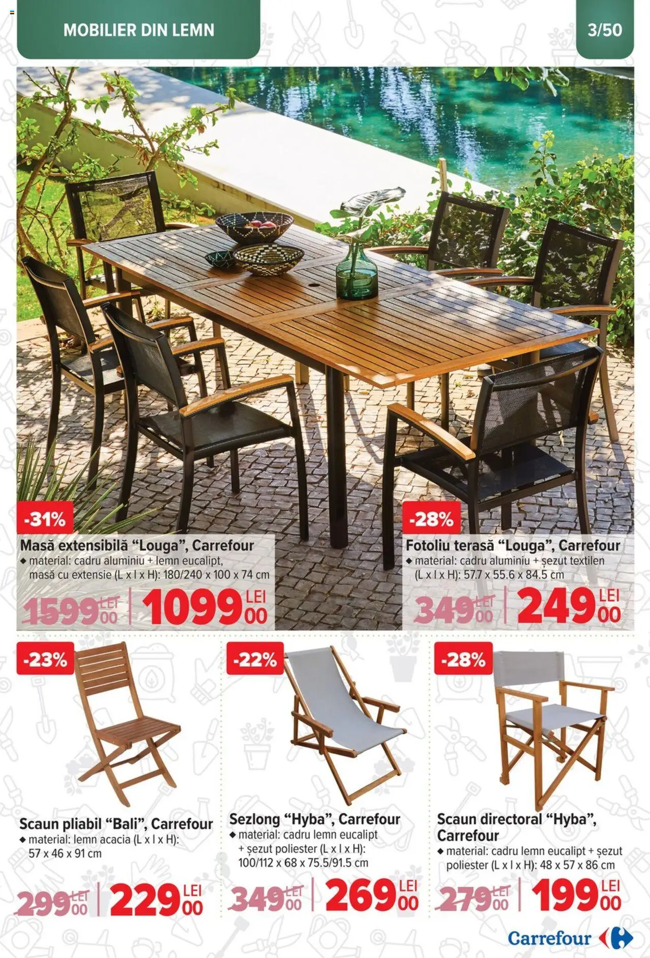 Catalog Carrefour 12 Martie - 6 Mai 2025 | Pagina 3 | Produse: Fotoliu, Șezlong, Masă, Scaun