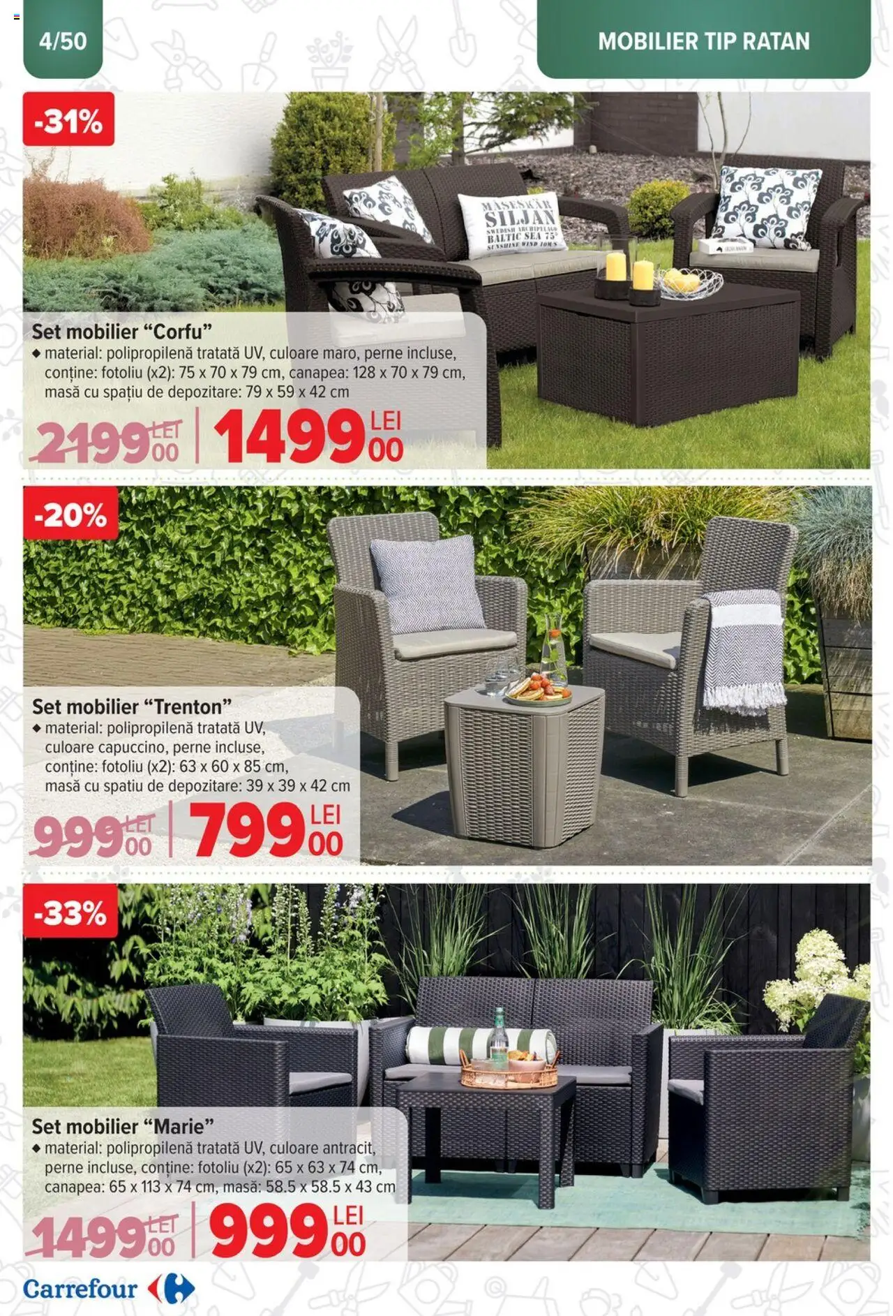 Catalog Carrefour 12 Martie - 6 Mai 2025 | Pagina 4 | Produse: Fotoliu, Canapea, Masă
