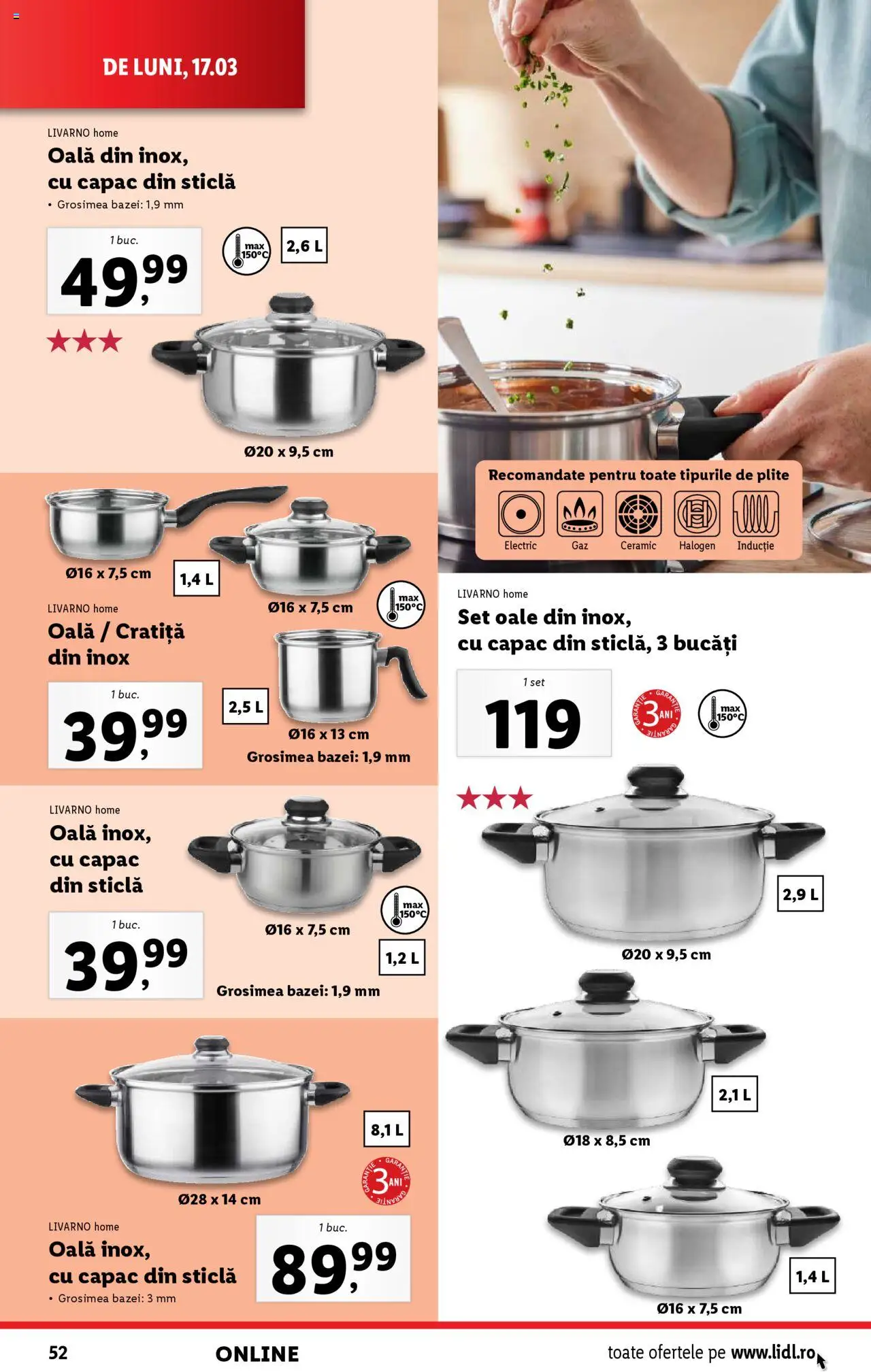 Catalog LIDL 17 - 23 Martie 2025 | Pagina 52 | Produse: Cratiță, Set oale, Oală