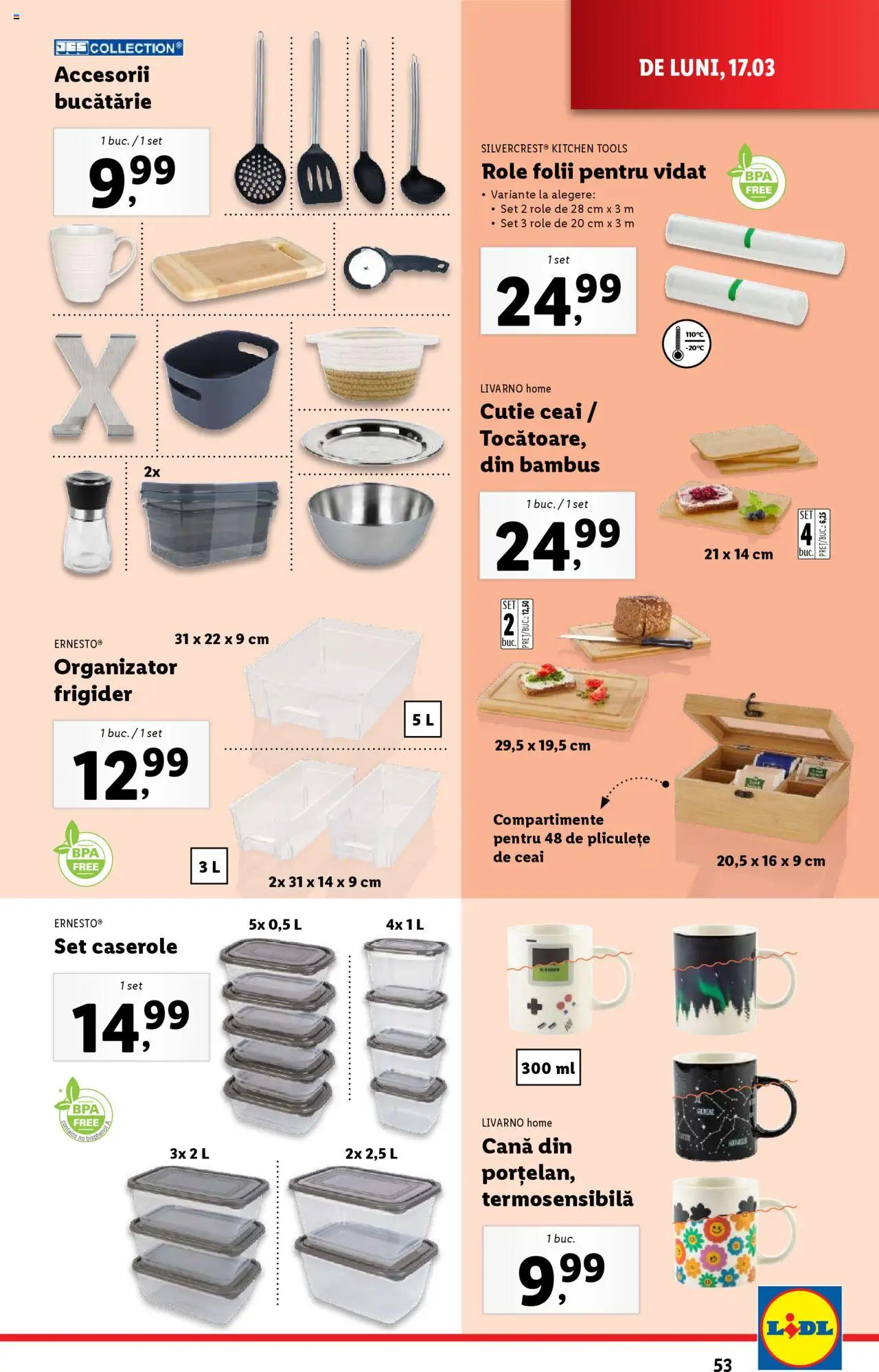 Catalog LIDL 17 - 23 Martie 2025 | Pagina 53 | Produse: Caserole, Bucătărie, Role, Ceai