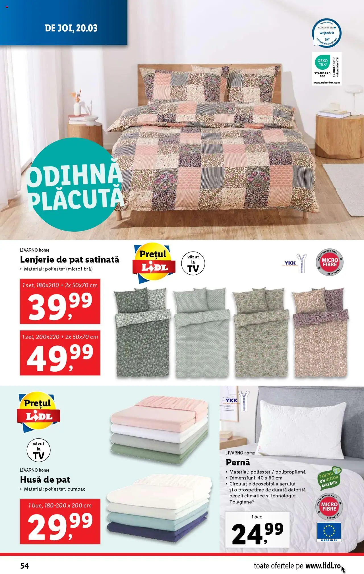 Catalog LIDL 17 - 23 Martie 2025 | Pagina 54 | Produse: Pat, Lenjerie de pat, Pernă