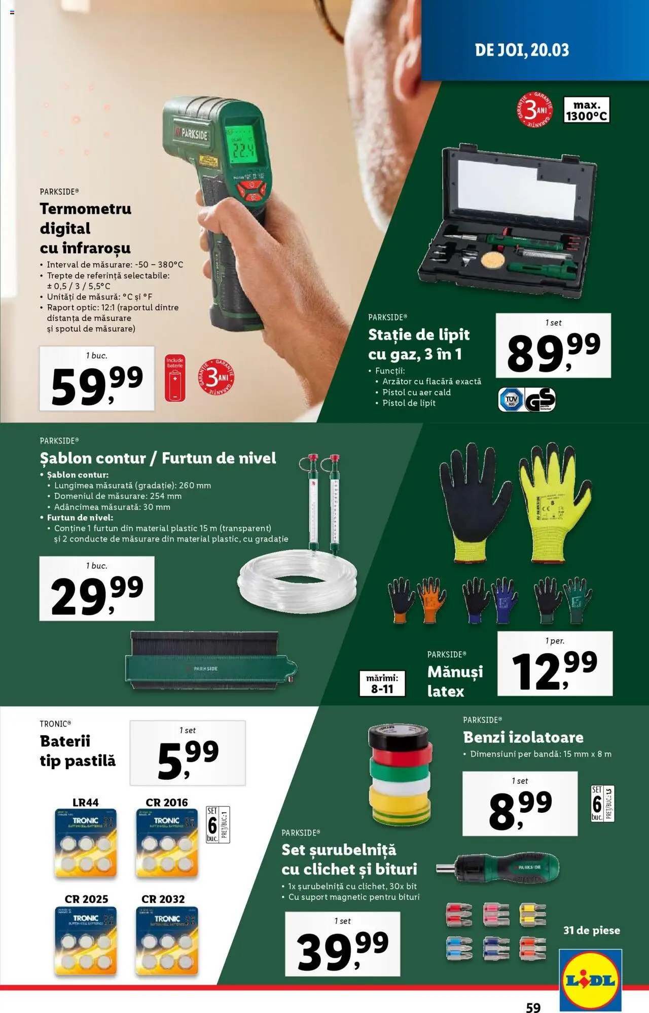 Catalog LIDL 17 - 23 Martie 2025 | Pagina 59 | Produse: Mănuși, Termometru, Baterie, Baterii