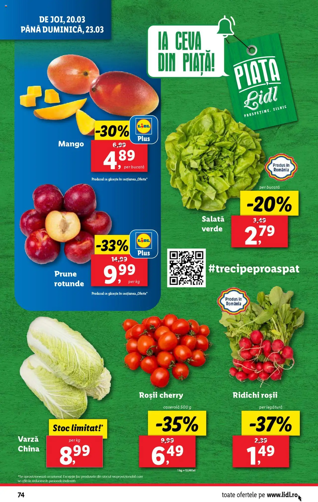 Catalog LIDL 17 - 23 Martie 2025 | Pagina 74 | Produse: Roșii, Prune, Salată, Mango