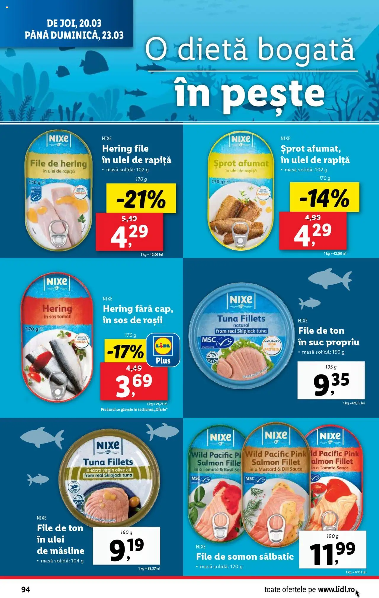 Catalog LIDL 17 - 23 Martie 2025 | Pagina 94 | Produse: Masă, Măsline, Pește, Sos