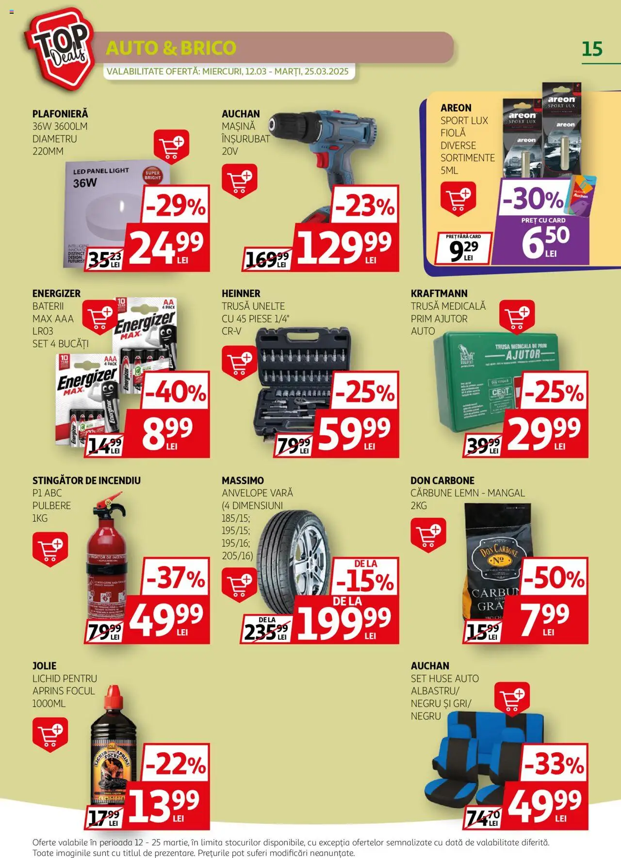 Catalog Auchan 12 - 25 Martie 2025 | Pagina 15 | Produse: Plafonieră, Babak, Baterii